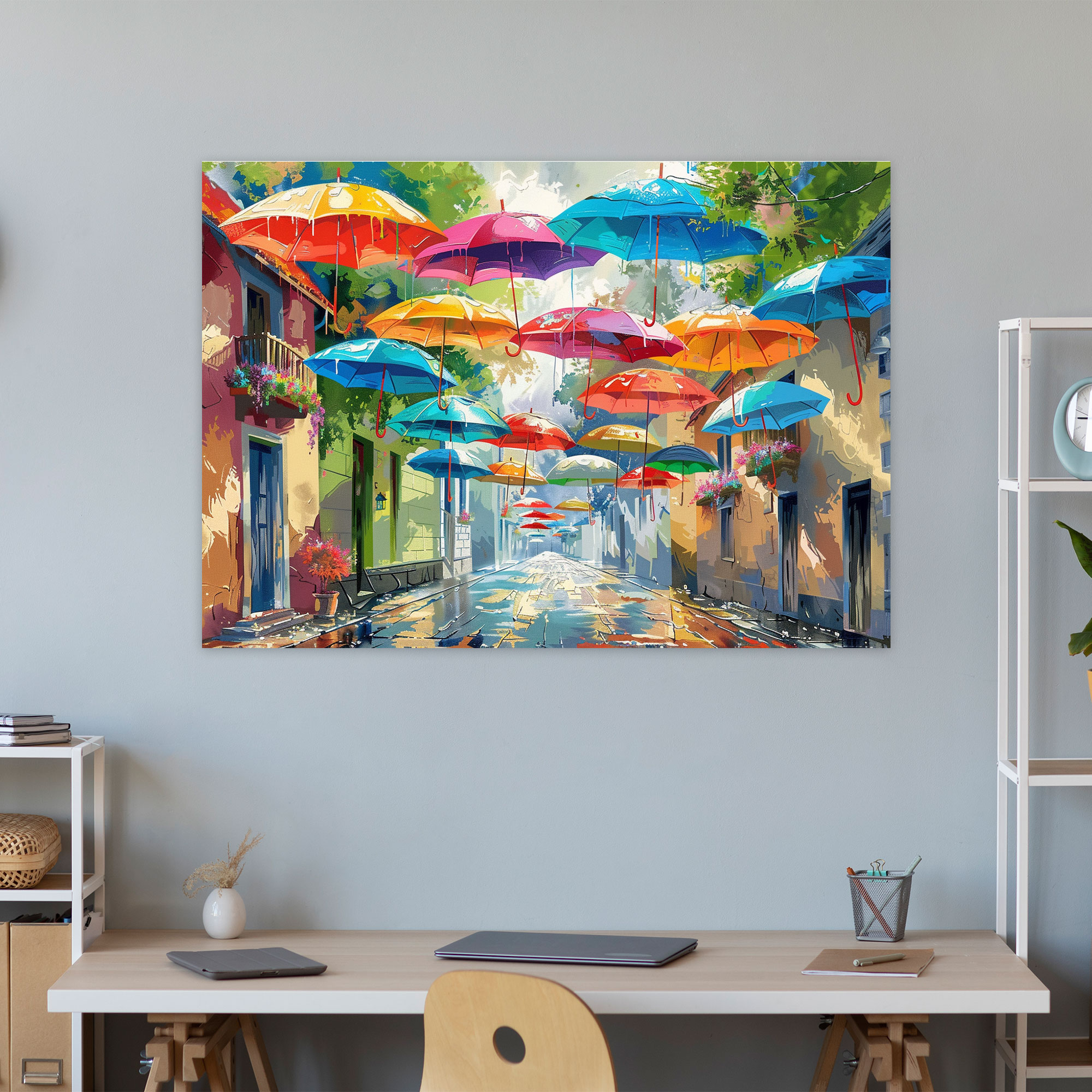 Umbrella Street Canvas Print - Leonid Afremov, Canvas Wall Art, Wall Decoration, Canvas