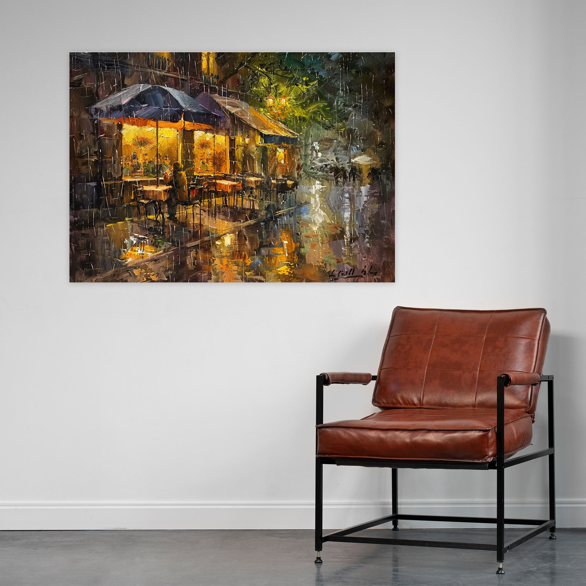 Rainy Day Cafe Canvas Print - Leonid Afremov, Home Decoration, Wall Art, Canvas