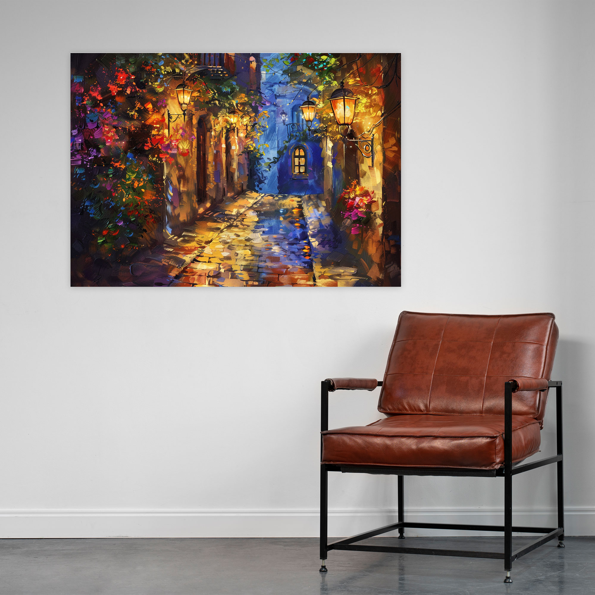 Lantern-Lit Alleyway Canvas Print - Leonid Afremov, Leonid Afremov, Wall Decoration, Canvas