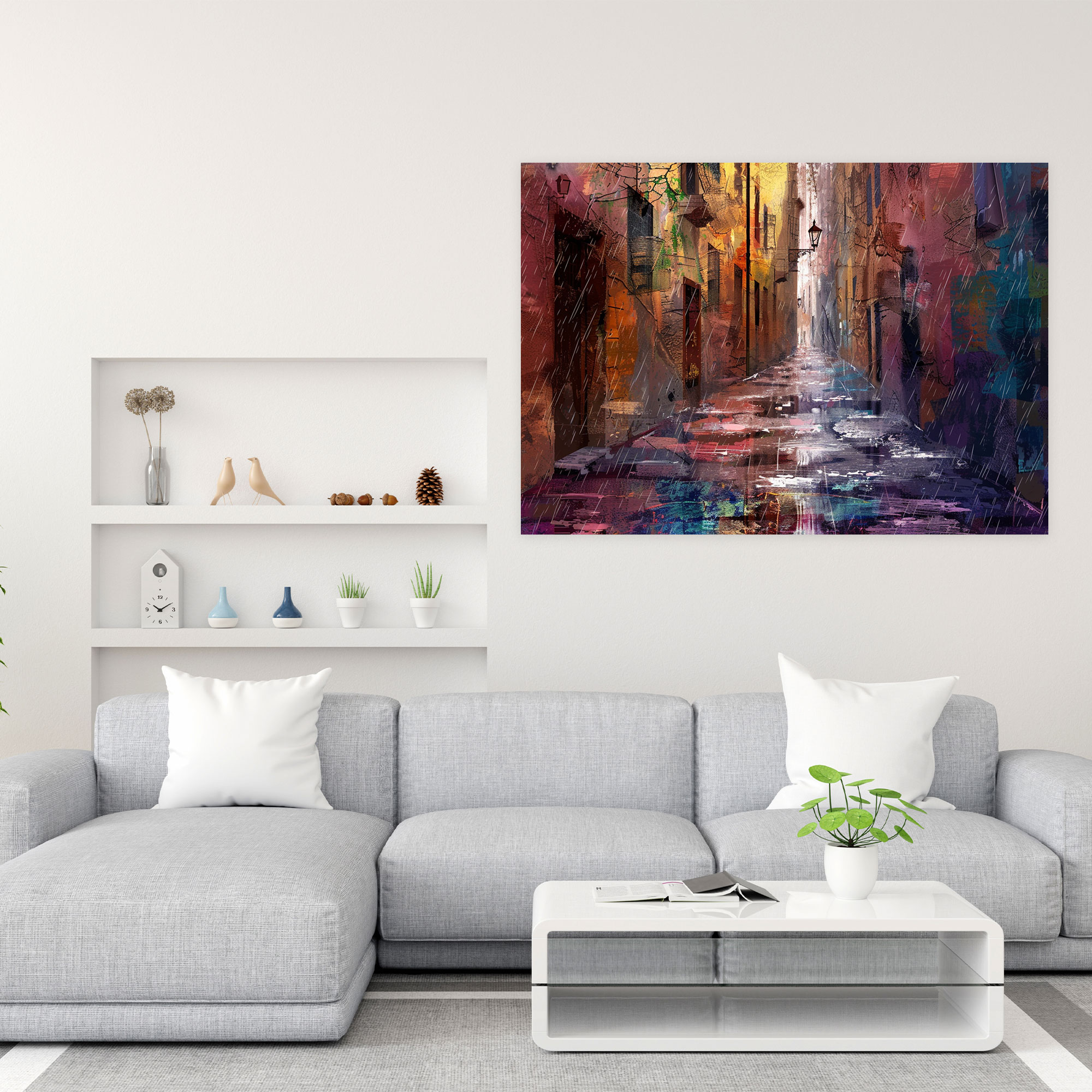Rainy Alley Leonid Afremov Canvas Print - Leonid Afremov, Canvas Print, Wall Decoration, Home Decoration