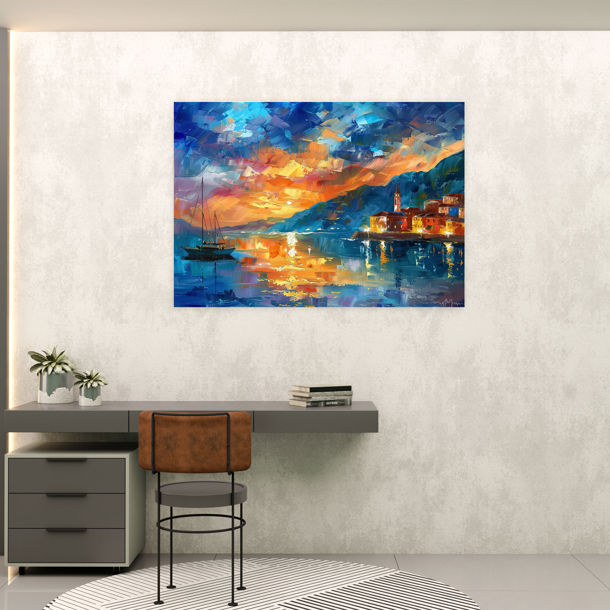 Waterfront Sunset Leonid Afremov Wall Decoration - Leonid Afremov, Home Decoration, Canvas Wall Art, Wall Art