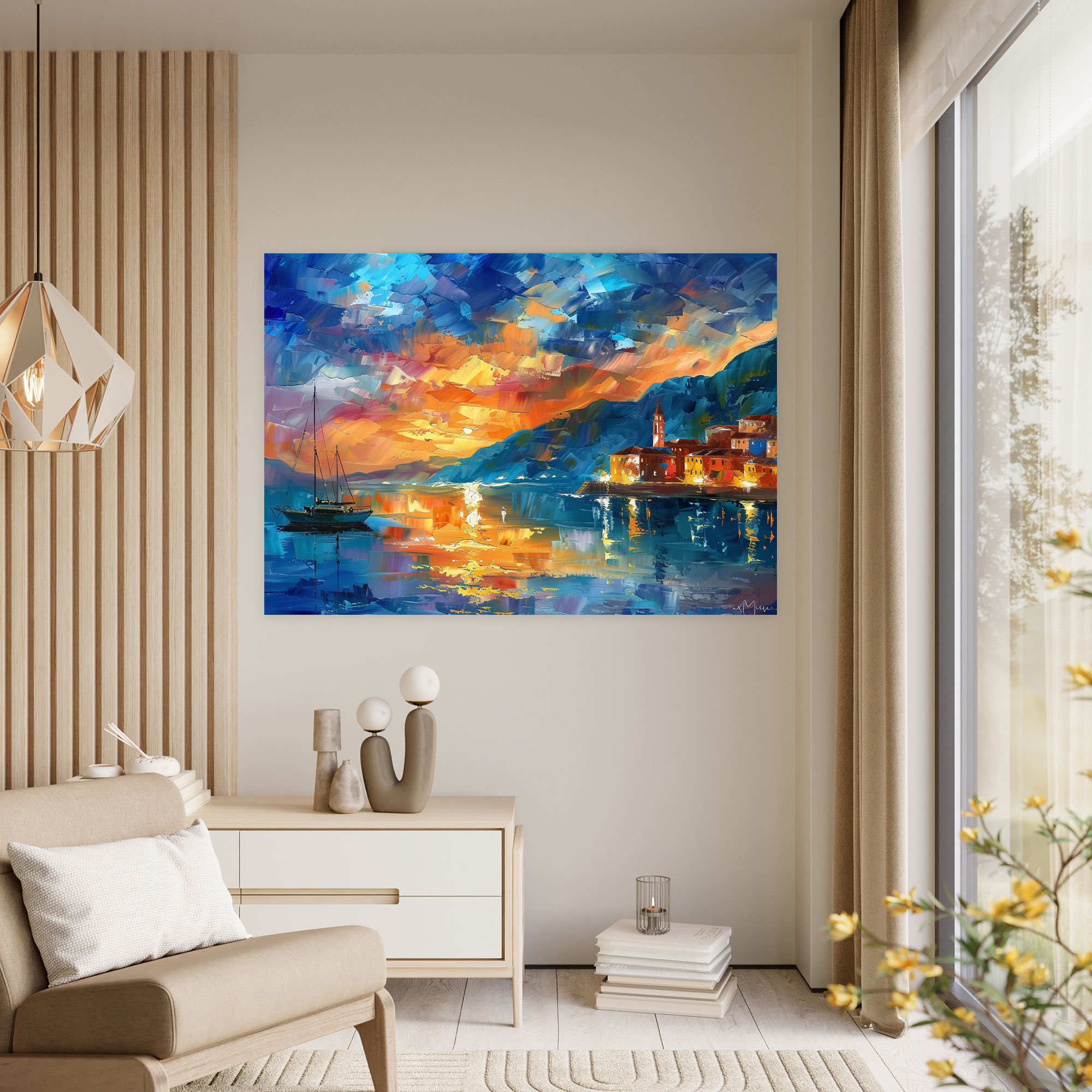 Waterfront Sunset Leonid Afremov Wall Decoration - Leonid Afremov, Home Decoration, Canvas Wall Art, Wall Art