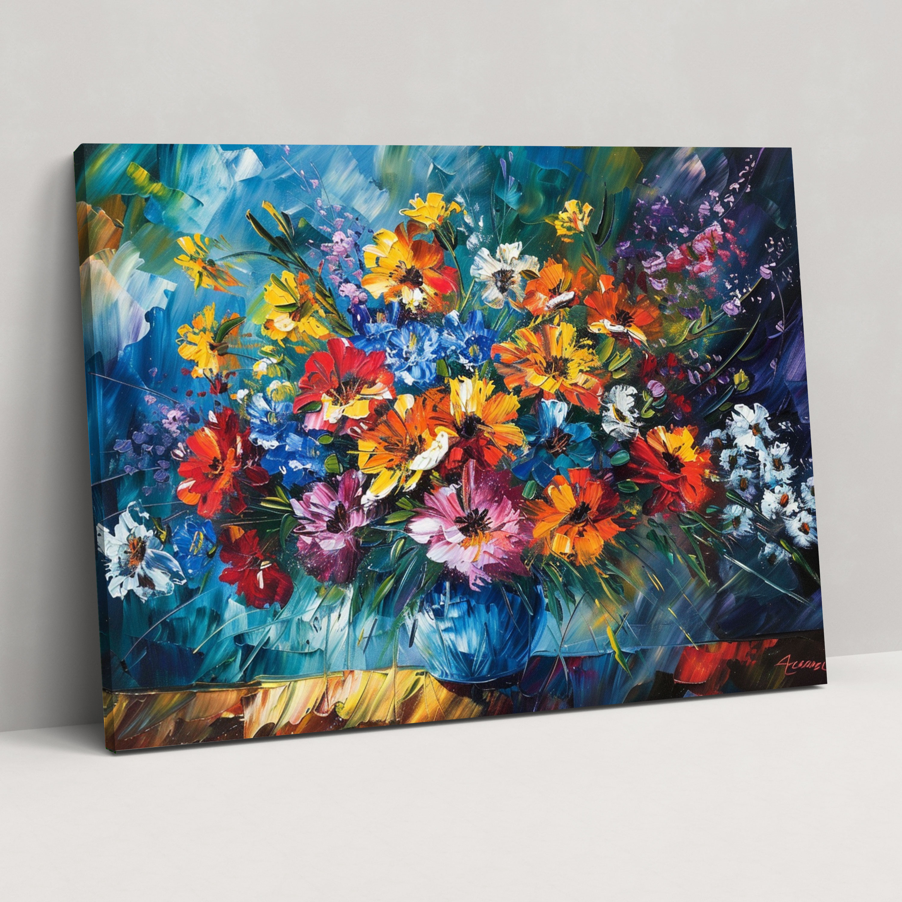 Vibrant Flowers Leonid Afremov Canvas Print - Leonid Afremov, Canvas Print, Canvas Wall Art, Leonid Afremov
