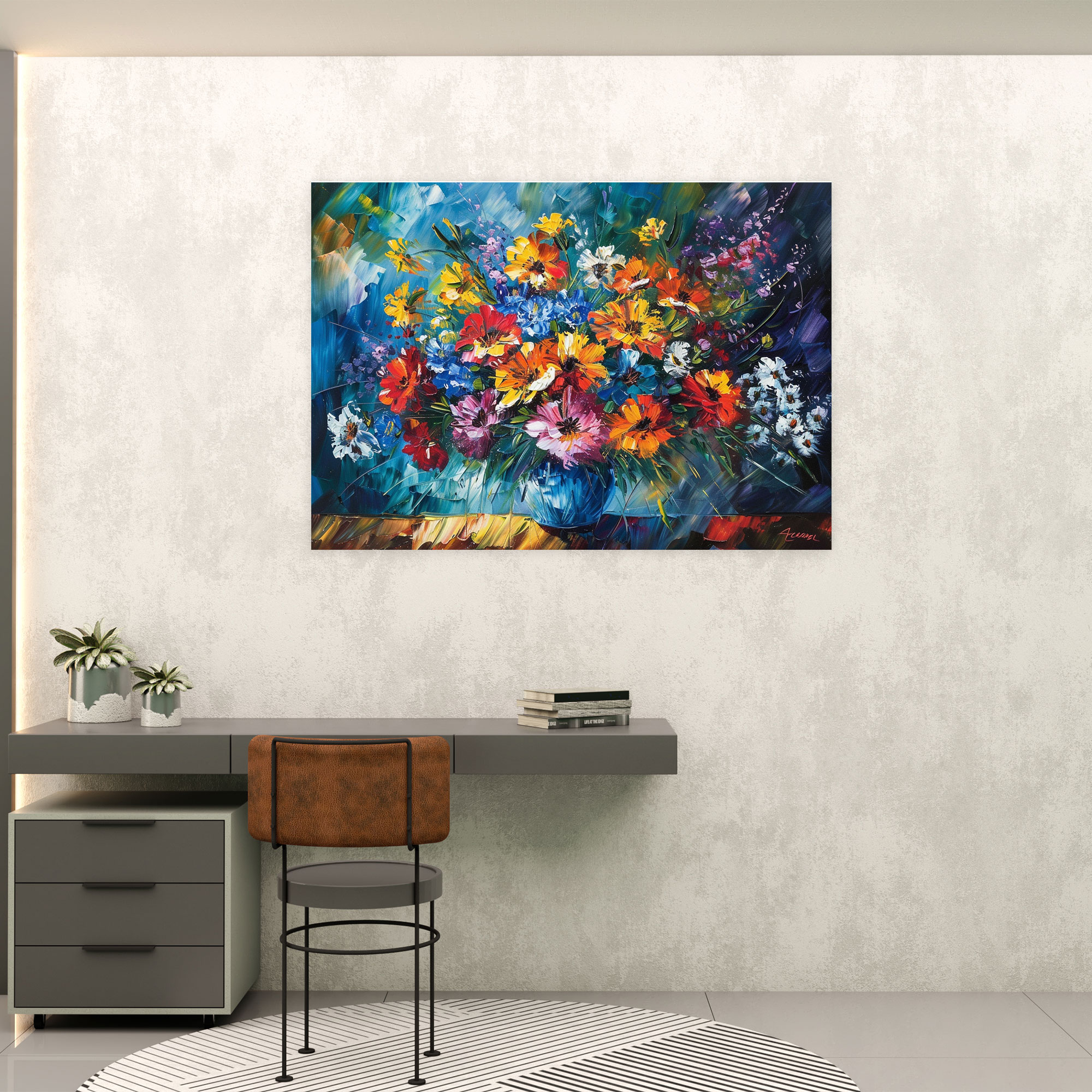 Vibrant Flowers Leonid Afremov Canvas Print - Leonid Afremov, Canvas Print, Canvas Wall Art, Leonid Afremov
