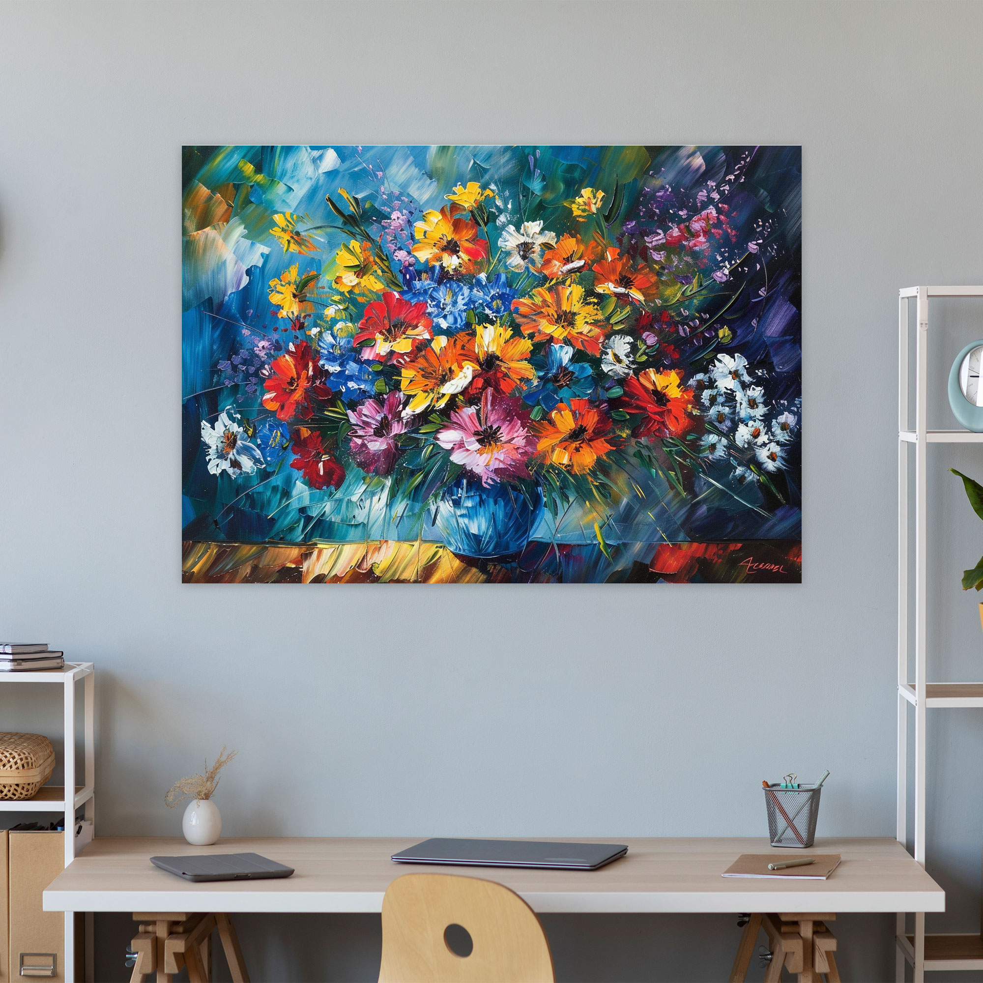 Vibrant Flowers Leonid Afremov Canvas Print - Leonid Afremov, Canvas Print, Canvas Wall Art, Leonid Afremov