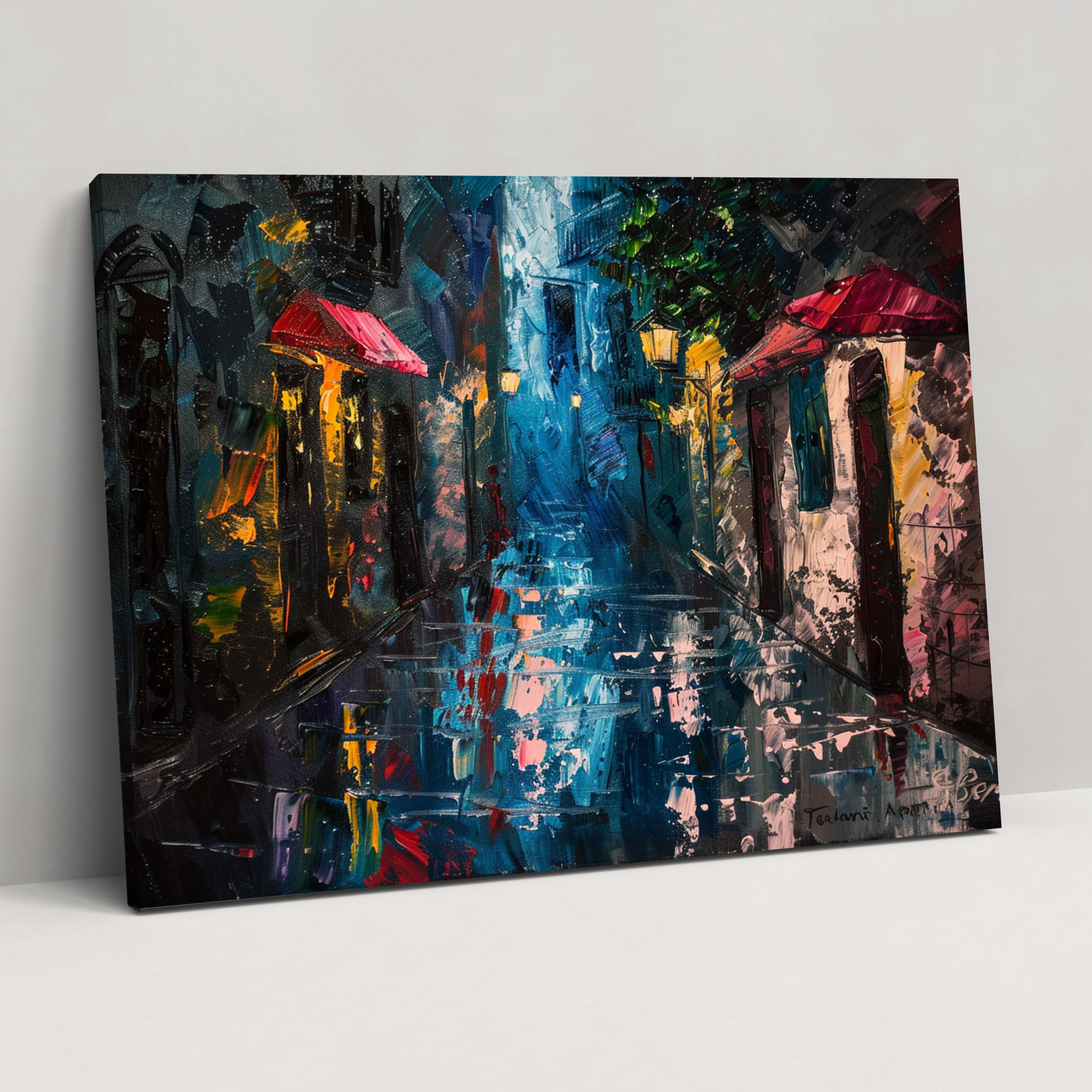 Rainy Alley Leonid Afremov Canvas Print - Leonid Afremov, Leonid Afremov, Wall Art, Wall Decoration