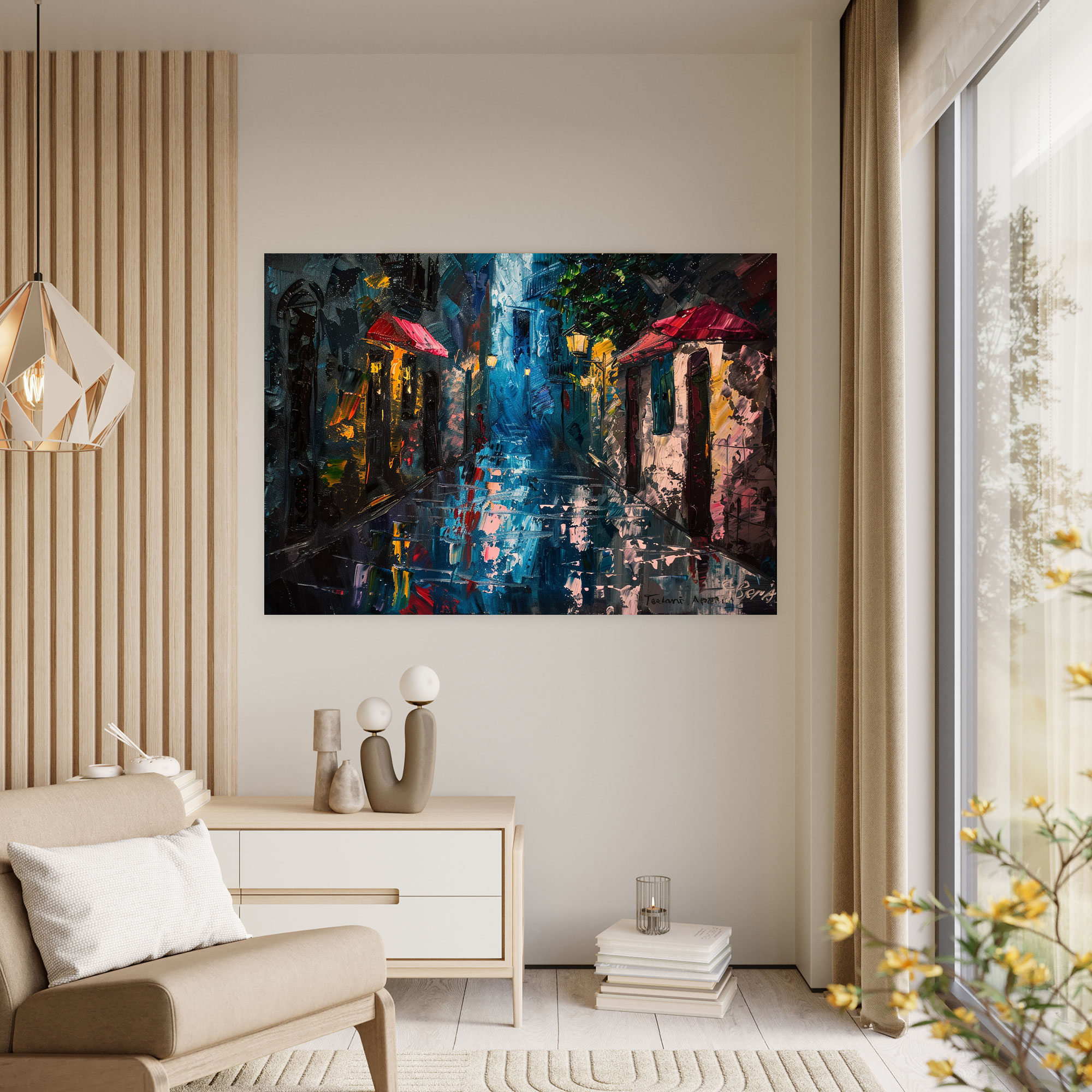 Rainy Alley Leonid Afremov Canvas Print - Leonid Afremov, Leonid Afremov, Wall Art, Wall Decoration