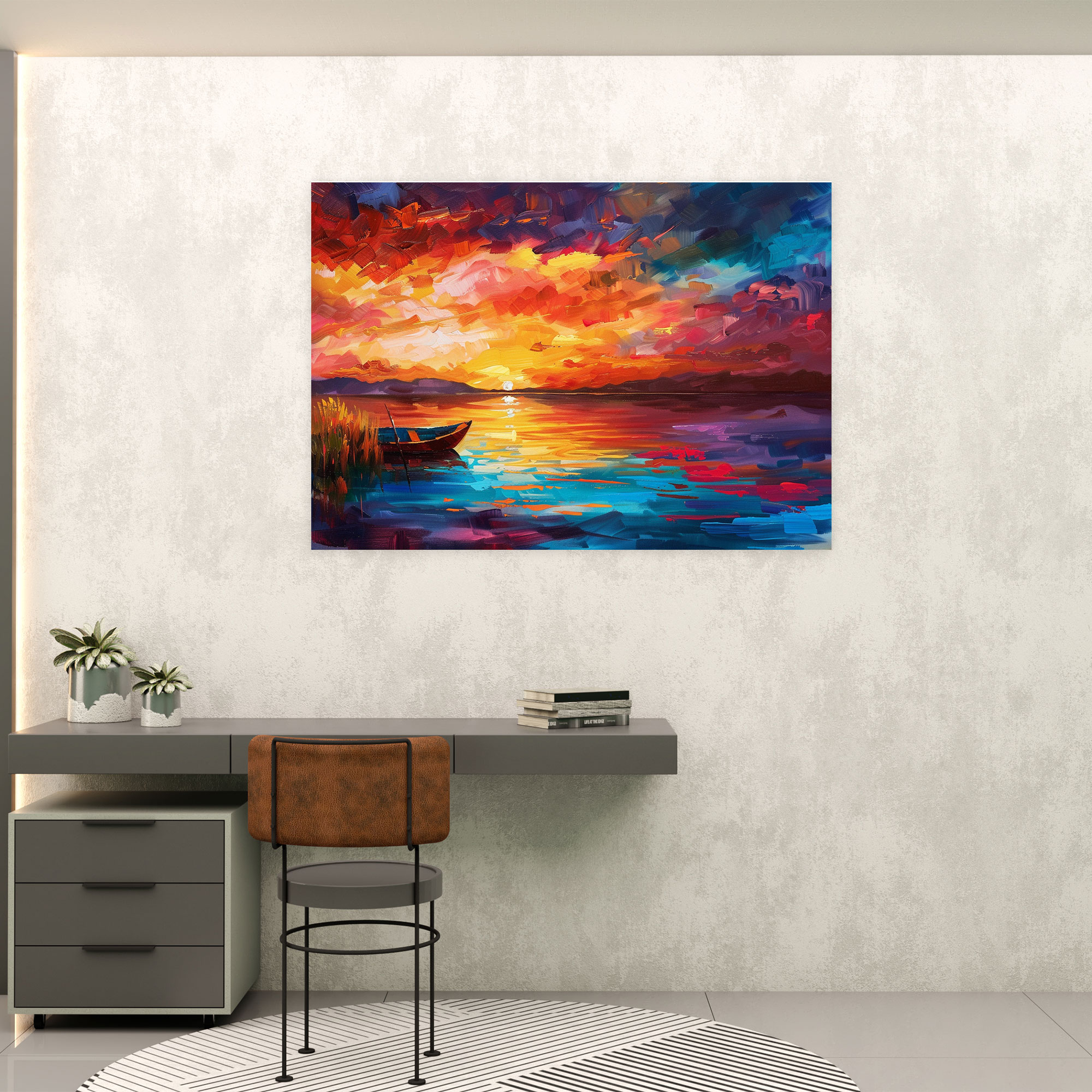Lakeside Sunset Leonid Afremov Canvas Print - Leonid Afremov, Home Decoration, Canvas Wall Art, Leonid Afremov
