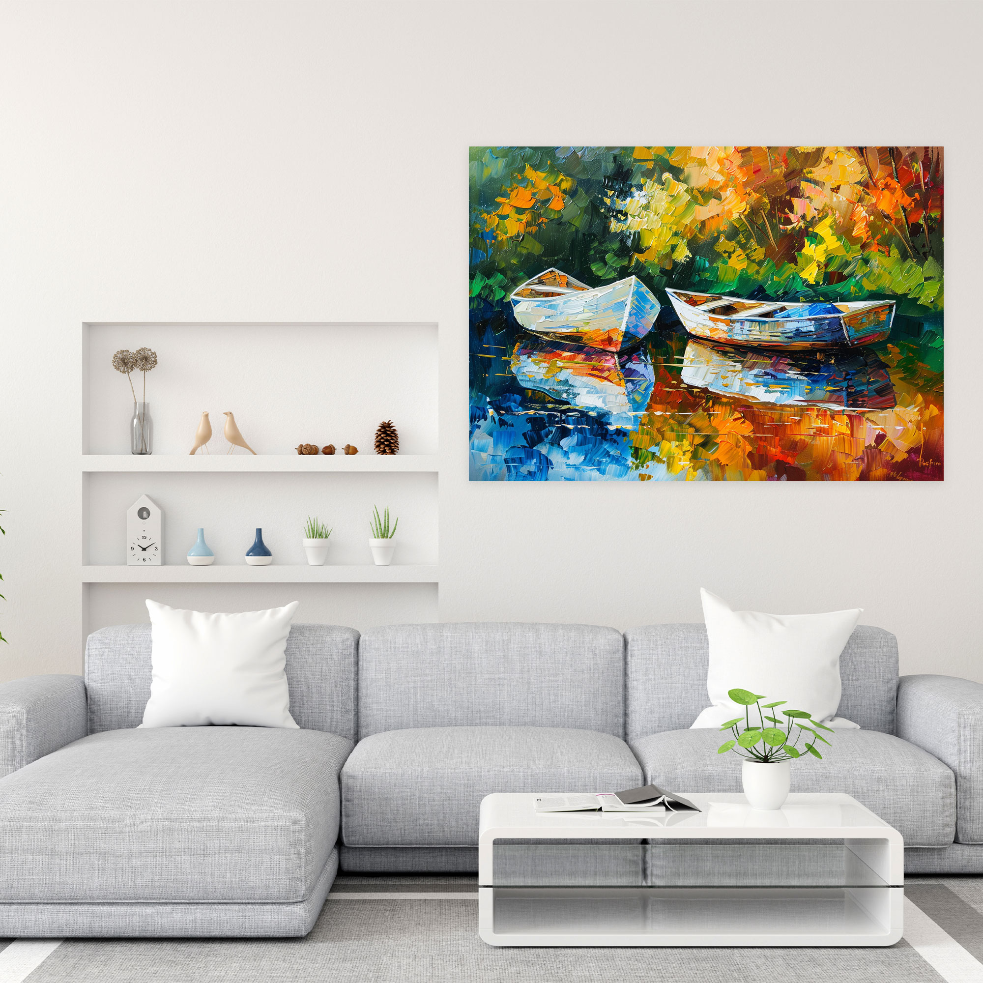River Boats Leonid Afremov Wall Decoration - Leonid Afremov, Canvas Wall Art, Wall Decoration, Canvas