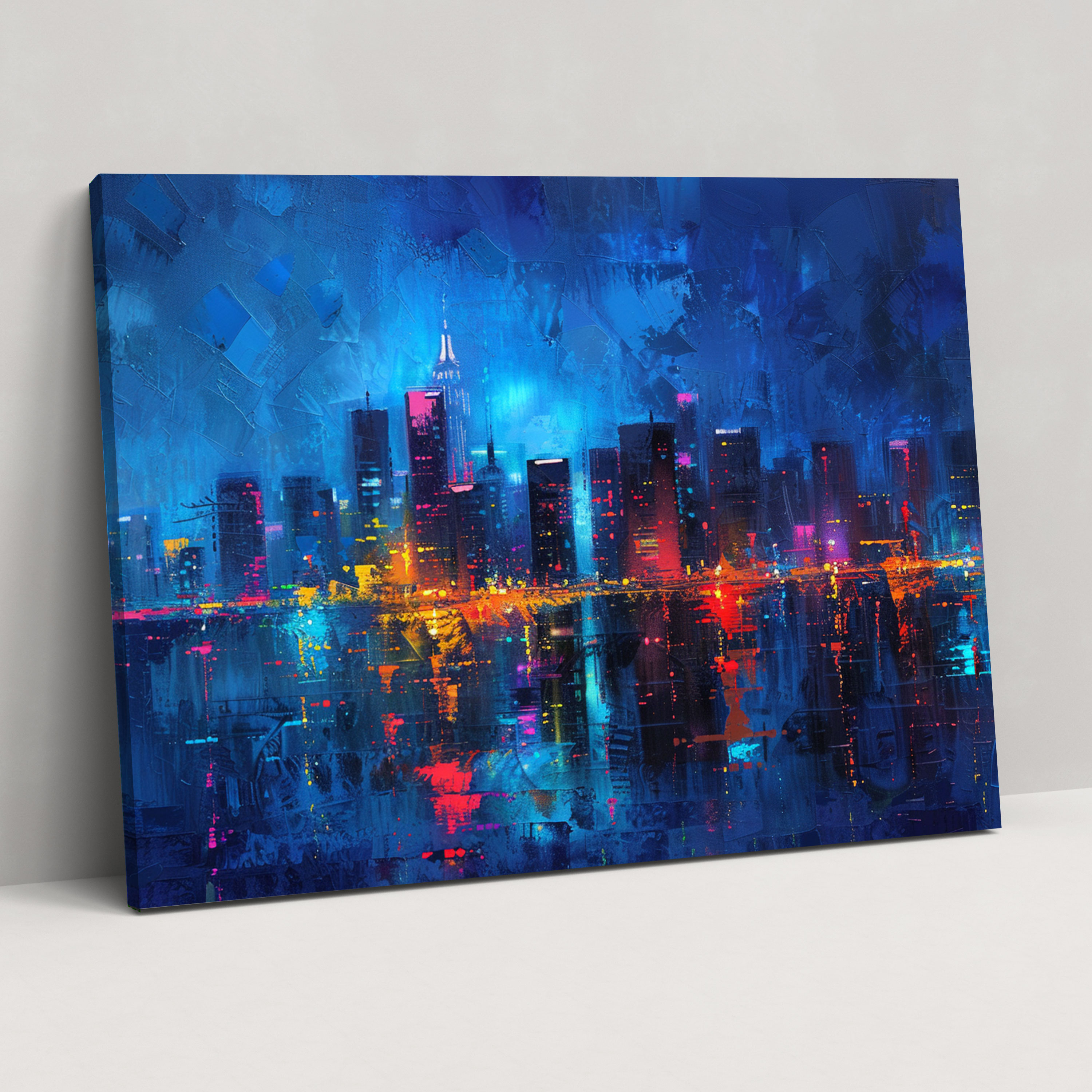 Neon Cityscape Leonid Afremov Canvas Print - Leonid Afremov, Leonid Afremov, Home Decoration, Canvas