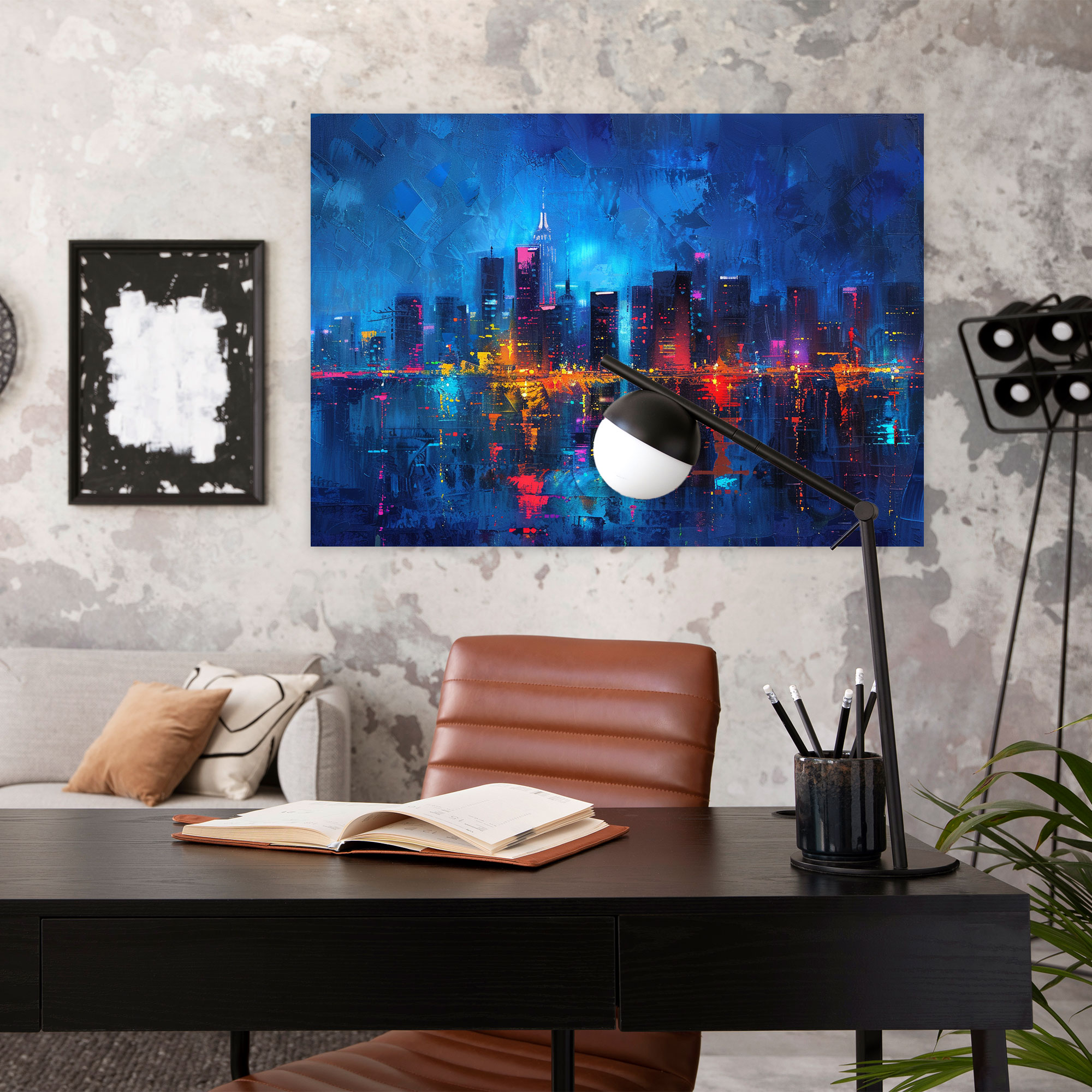 Neon Cityscape Leonid Afremov Canvas Print - Leonid Afremov, Leonid Afremov, Home Decoration, Canvas