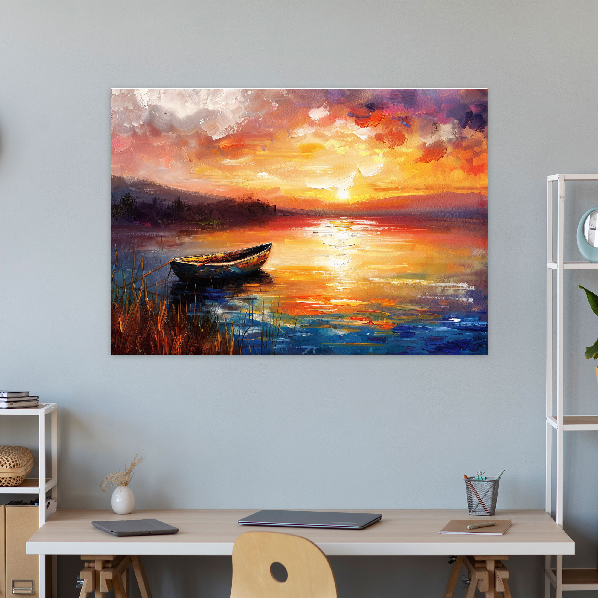 Leonid Afremov Wall Art - Peaceful Lake Sunset Canvas Print - Leonid Afremov, Canvas, Wall Decoration, Canvas Print