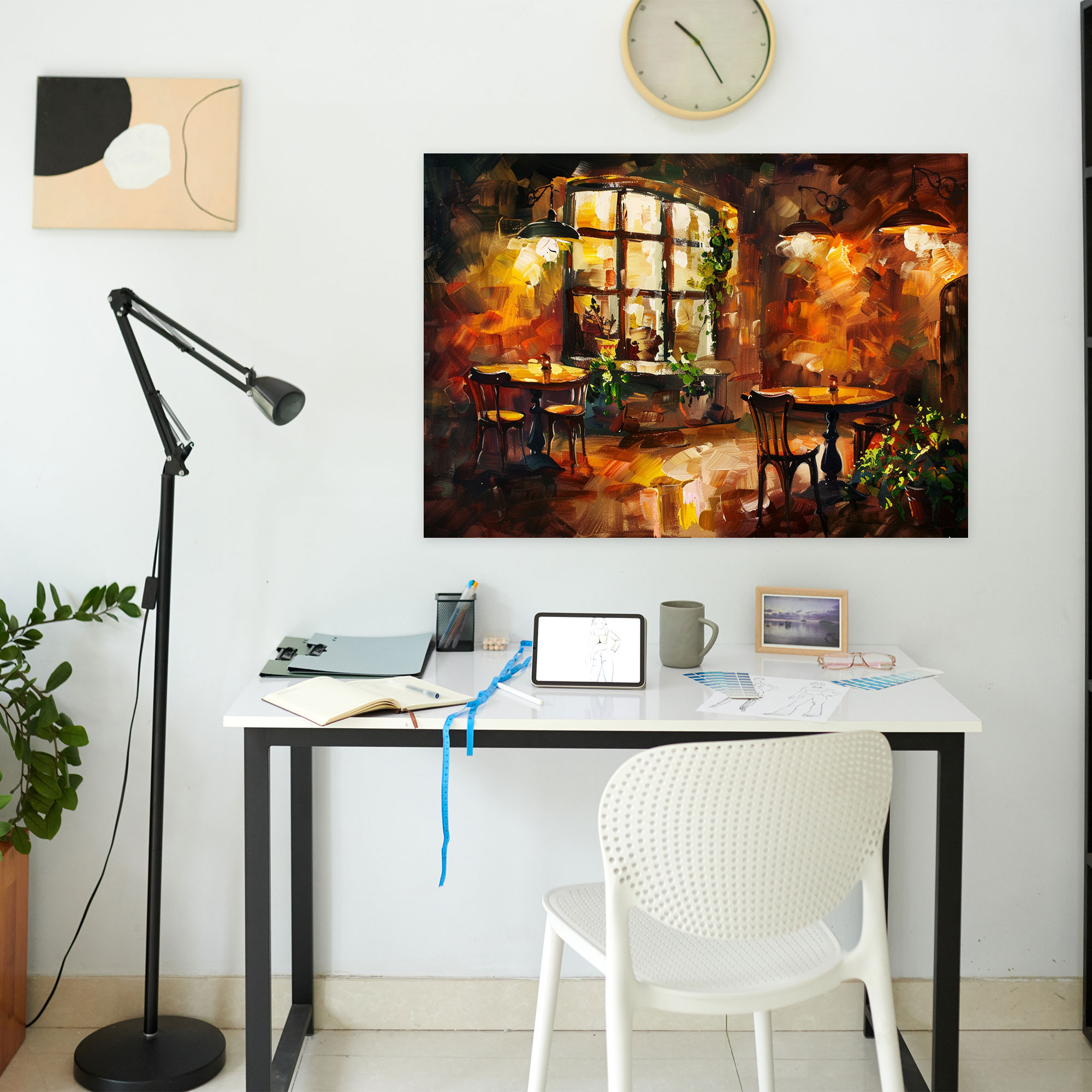 Leonid Afremov Wall Art - Cozy Cafe Warm Tones Canvas Print - Leonid Afremov, Home Decoration, Wall Art, Canvas Wall Art