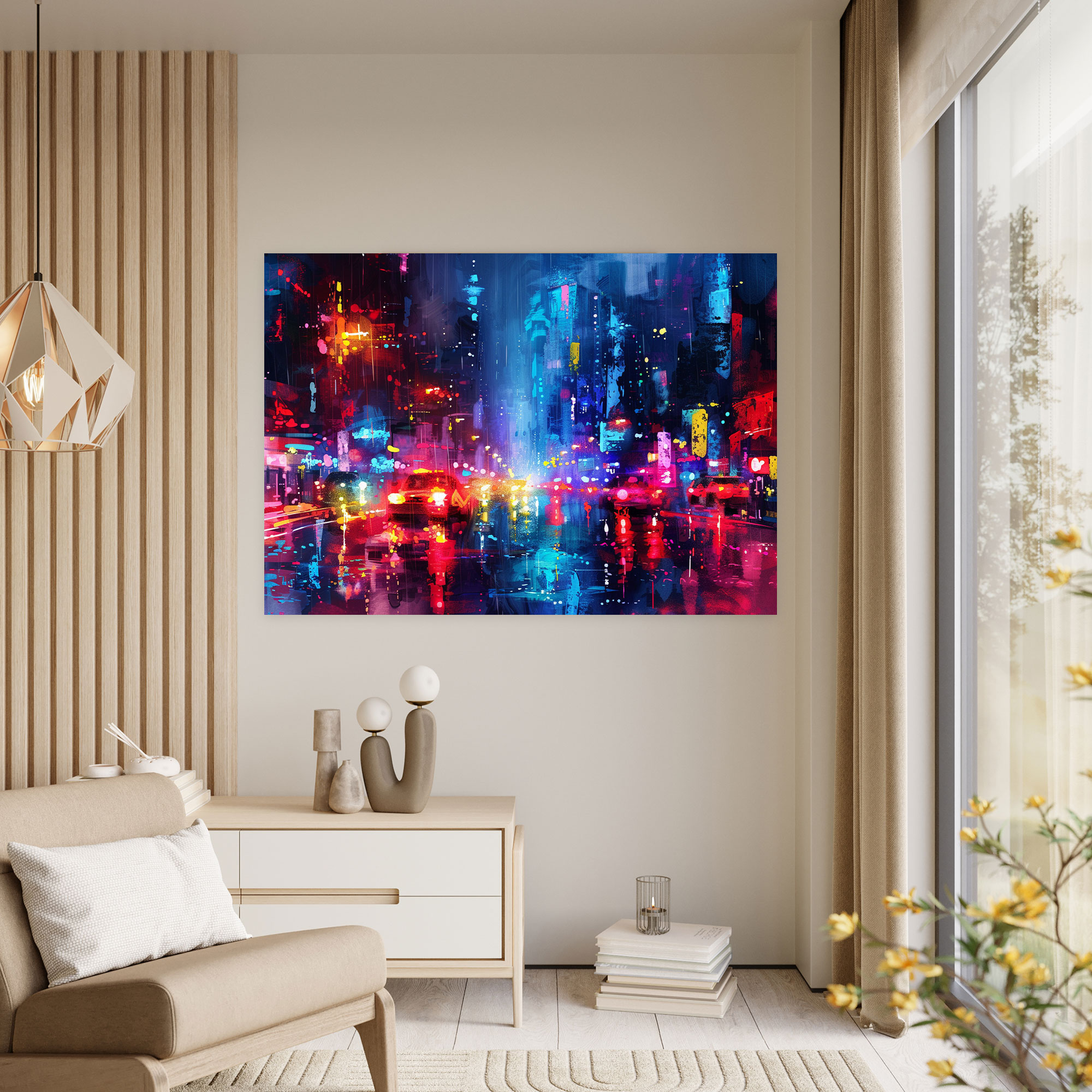Leonid Afremov Canvas Print - Whimsical Cityscape Neon Wall Art - Leonid Afremov, Home Decoration, Canvas Wall Art, Canvas Print