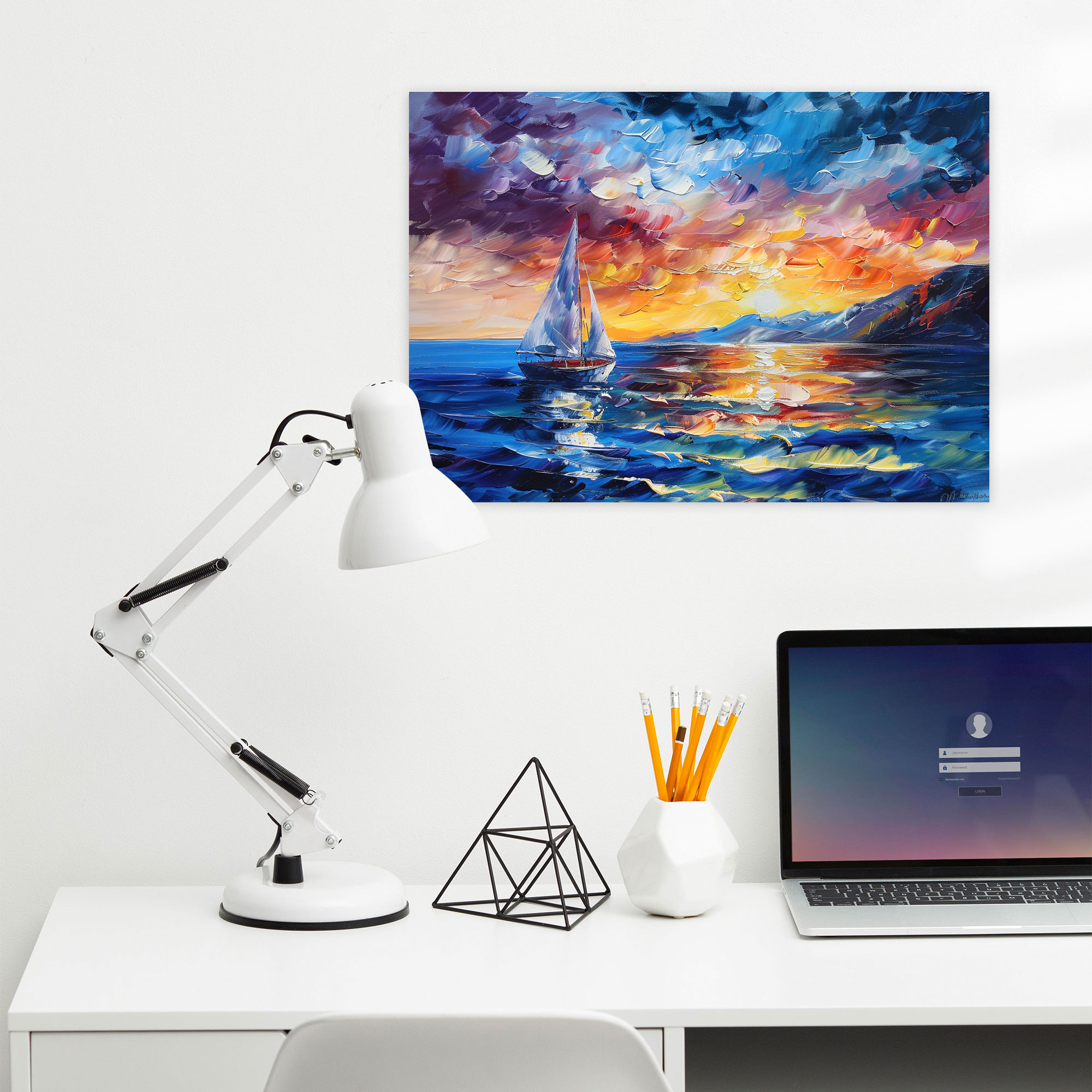 Leonid Afremov Wall Art - Serene Seascape Cool Tones Canvas Print - Leonid Afremov, Canvas, Home Decoration, Canvas Print