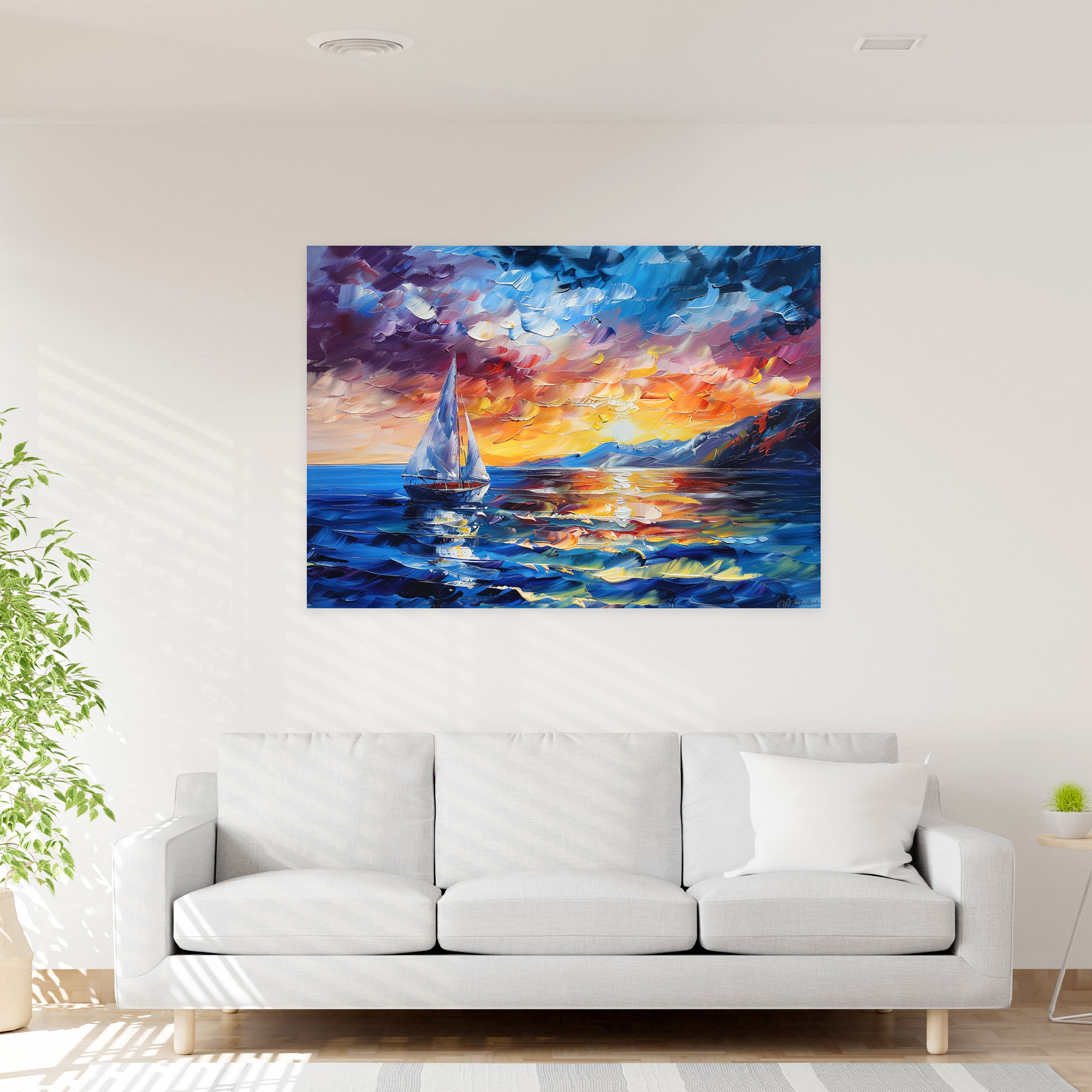 Leonid Afremov Wall Art - Serene Seascape Cool Tones Canvas Print - Leonid Afremov, Canvas, Home Decoration, Canvas Print