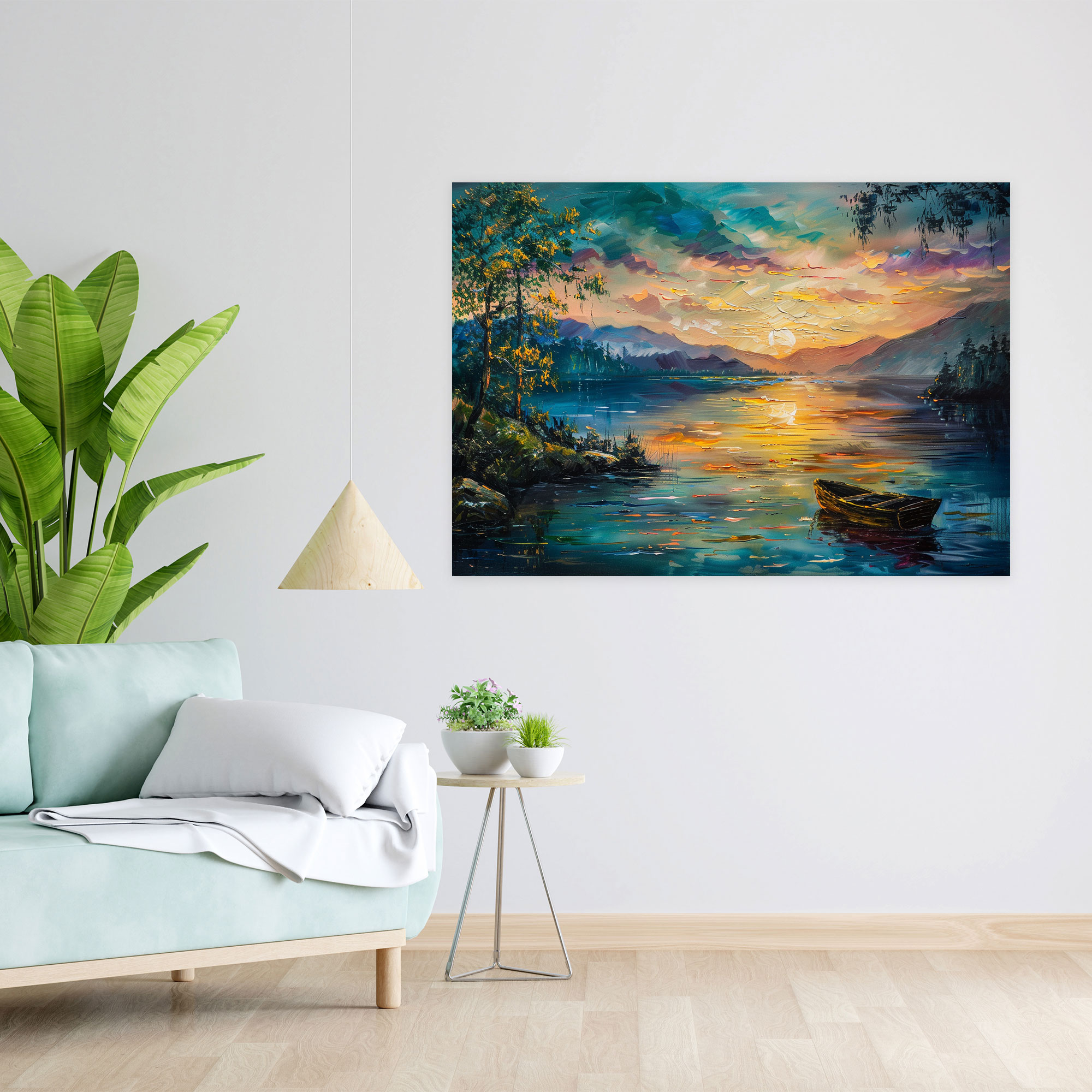 Leonid Afremov Sunset Lake Canvas Print - Leonid Afremov, Canvas Wall Art, Leonid Afremov, Wall Decoration