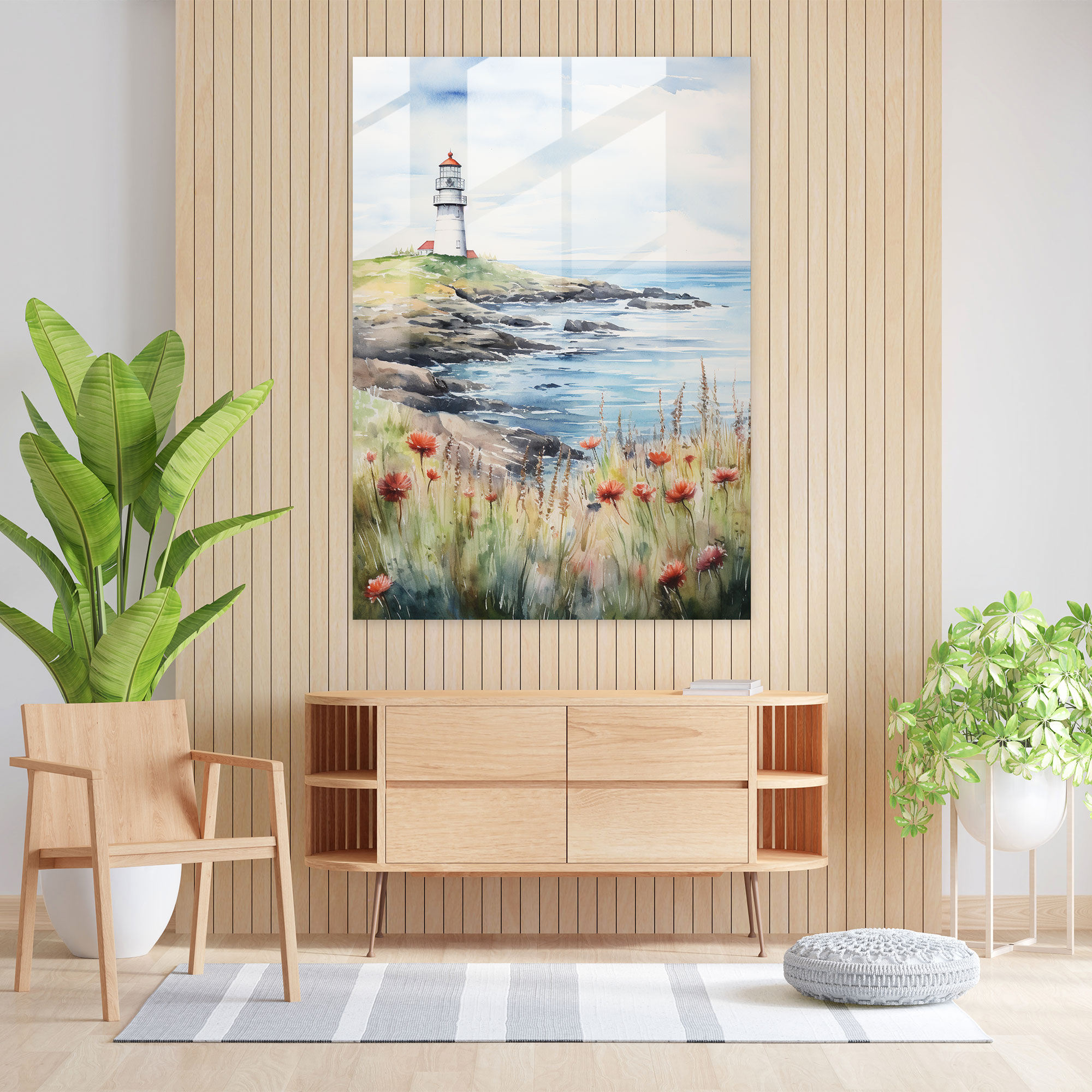 Impressionist Lighthouse Glass Print - Lighthouse, Lighthouse Glass Print, Glass Wall Art, Home Decoration