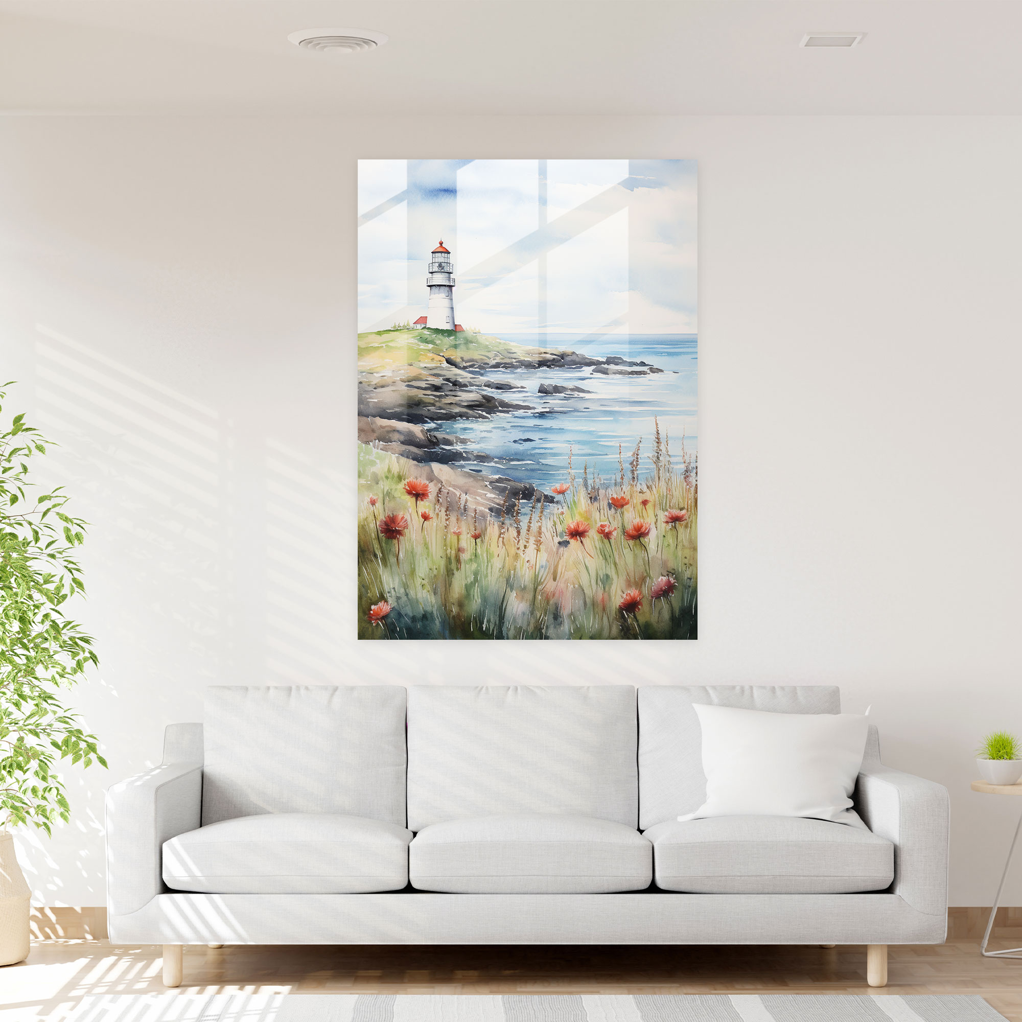 Impressionist Lighthouse Glass Print - Lighthouse, Lighthouse Glass Print, Glass Wall Art, Home Decoration