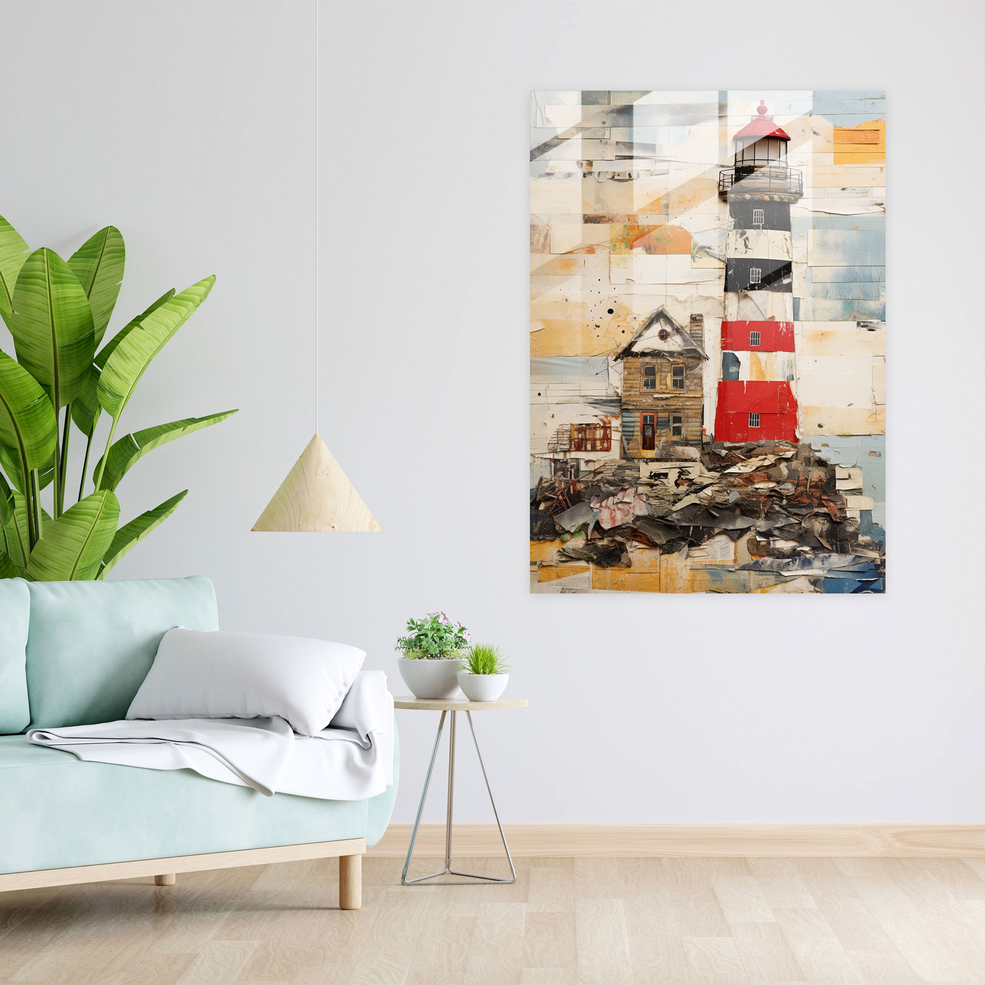 Contemporary Lighthouse Glass Art - Lighthouse, Glass Wall Art, Modern Art, Wall Decoration