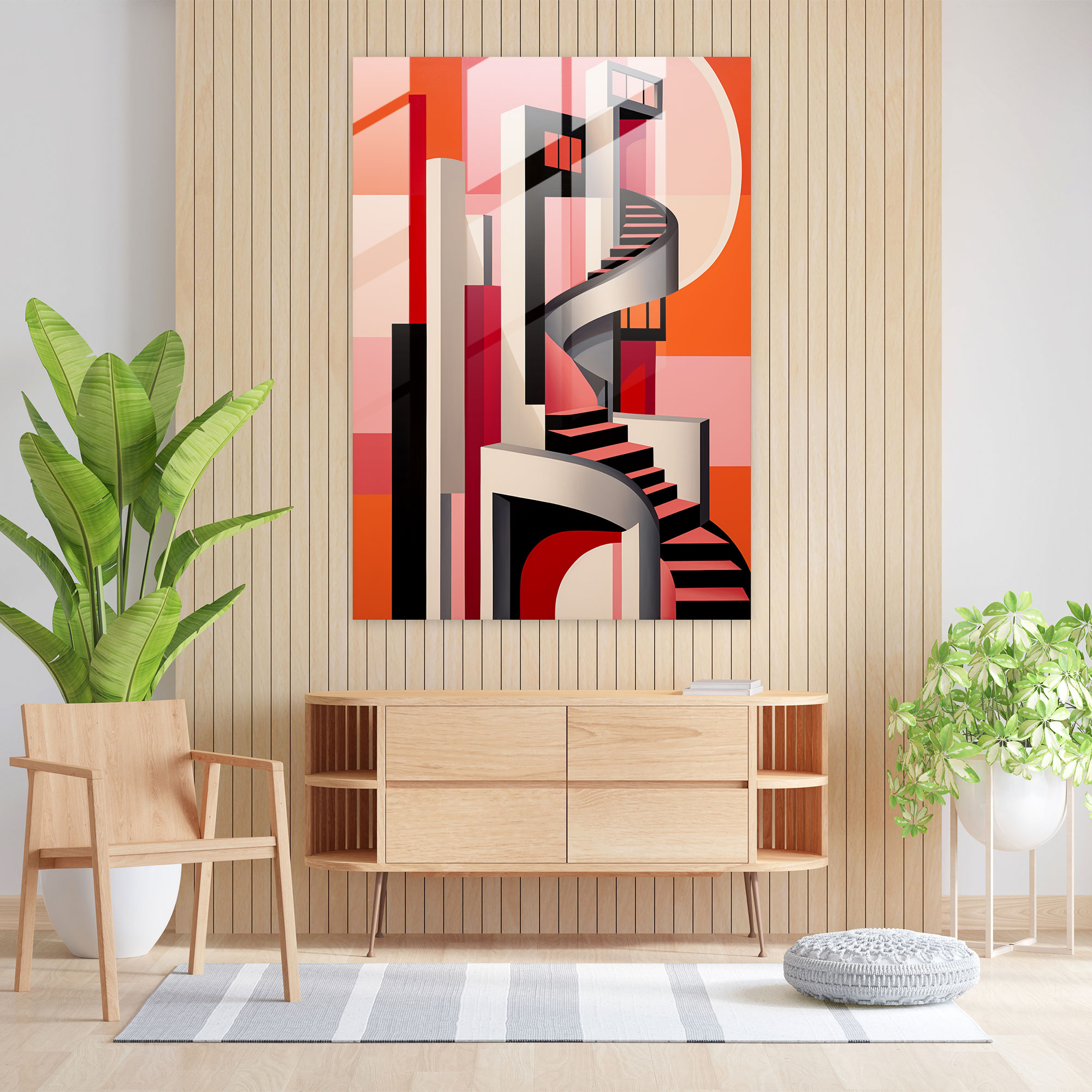 Geometric Lighthouse Glass Wall Art - Lighthouse, Glass Art, Glass Wall Art, Modern Art