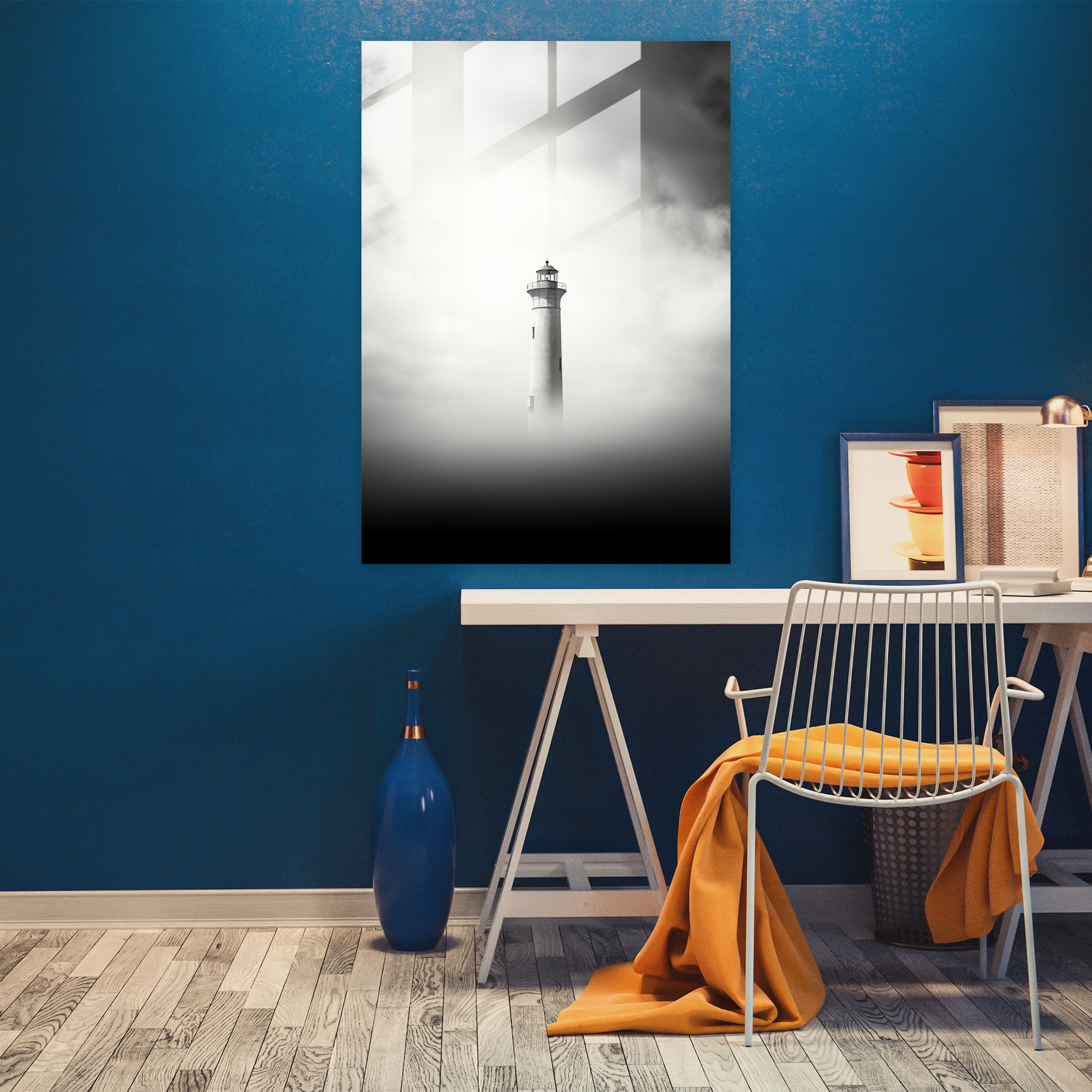Minimalist Deniz Feneri Cam Tablo Sanatı - Deniz Feneri Minimalist Fotoğrafçılık Ev Dekorasyonu Duvar Dekorasyonu