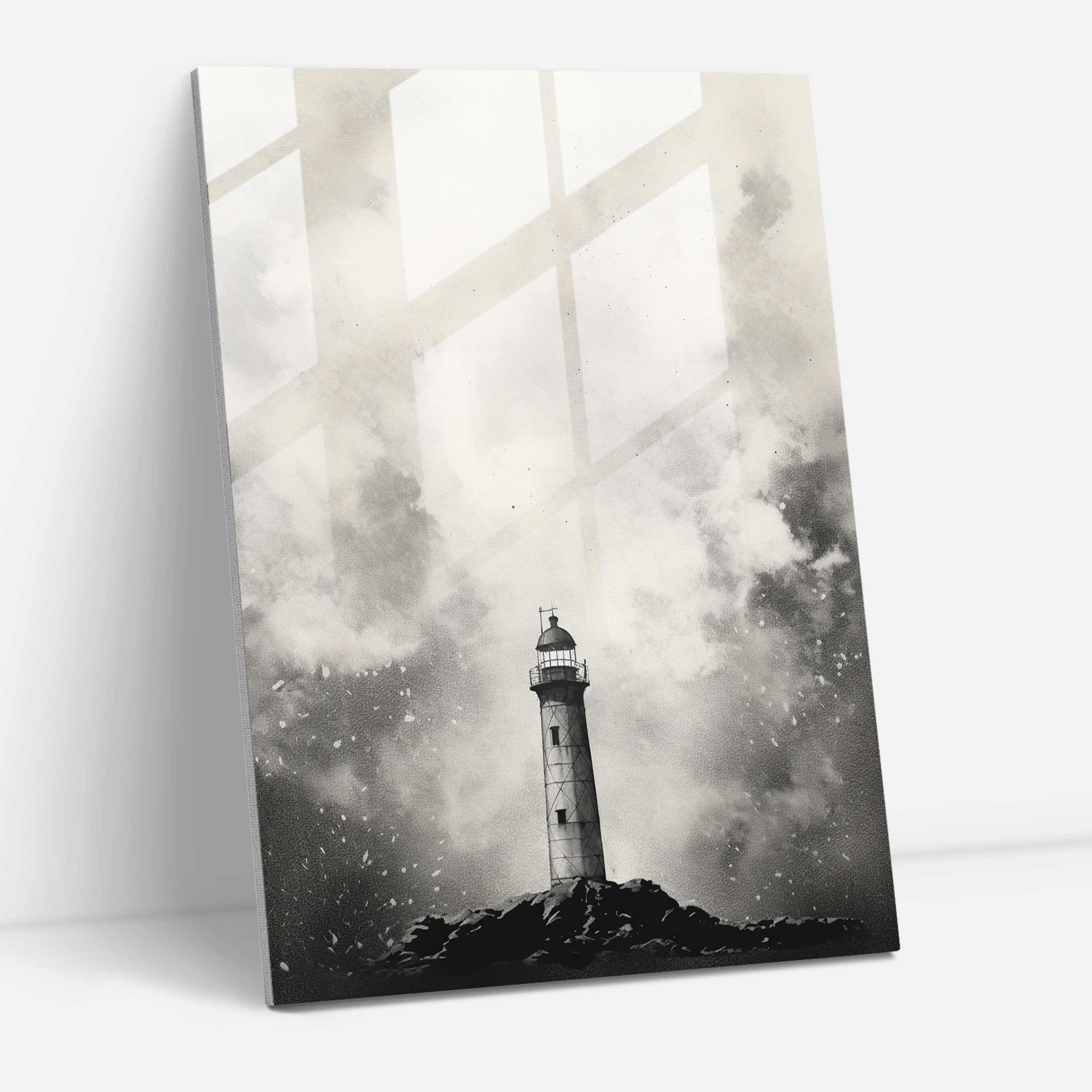 Minimalist Lighthouse Glass Print - Lighthouse, Glass Print, Modern Art, Glass Wall Art