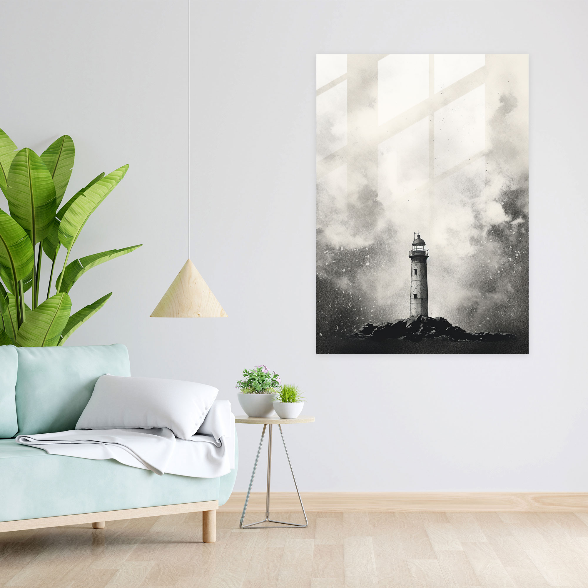 Minimalist Lighthouse Glass Print - Lighthouse, Glass Print, Modern Art, Glass Wall Art
