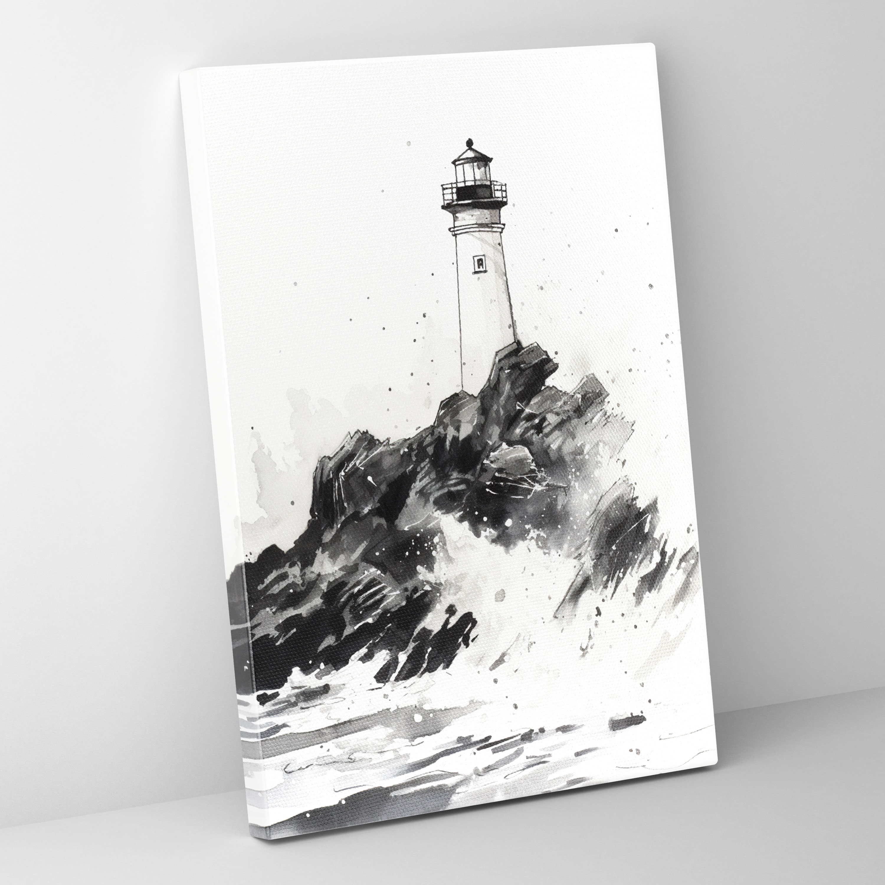 Lighthouse Wall Art - Lighthouse, Black And White Wall Decoration, Lighthouse Wall Art, Seascape Art