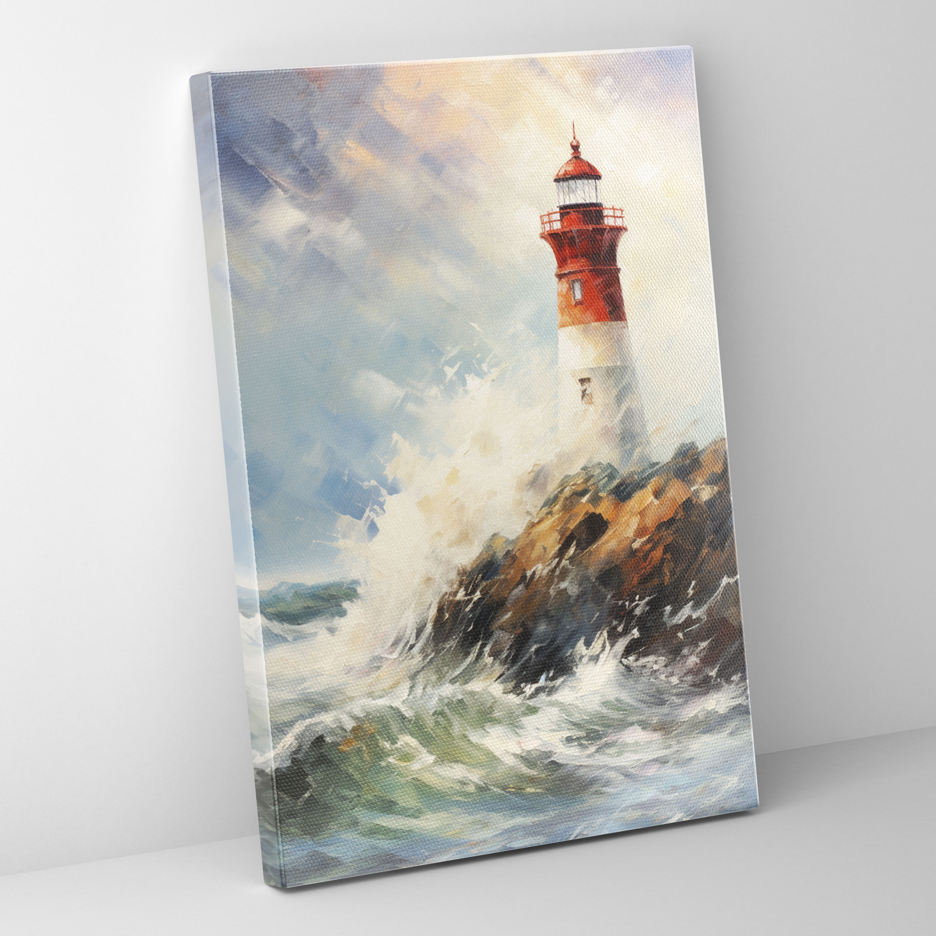 Lighthouse Canvas Print - Lighthouse, Canvas Print, Stormy Skies, Oil Painting
