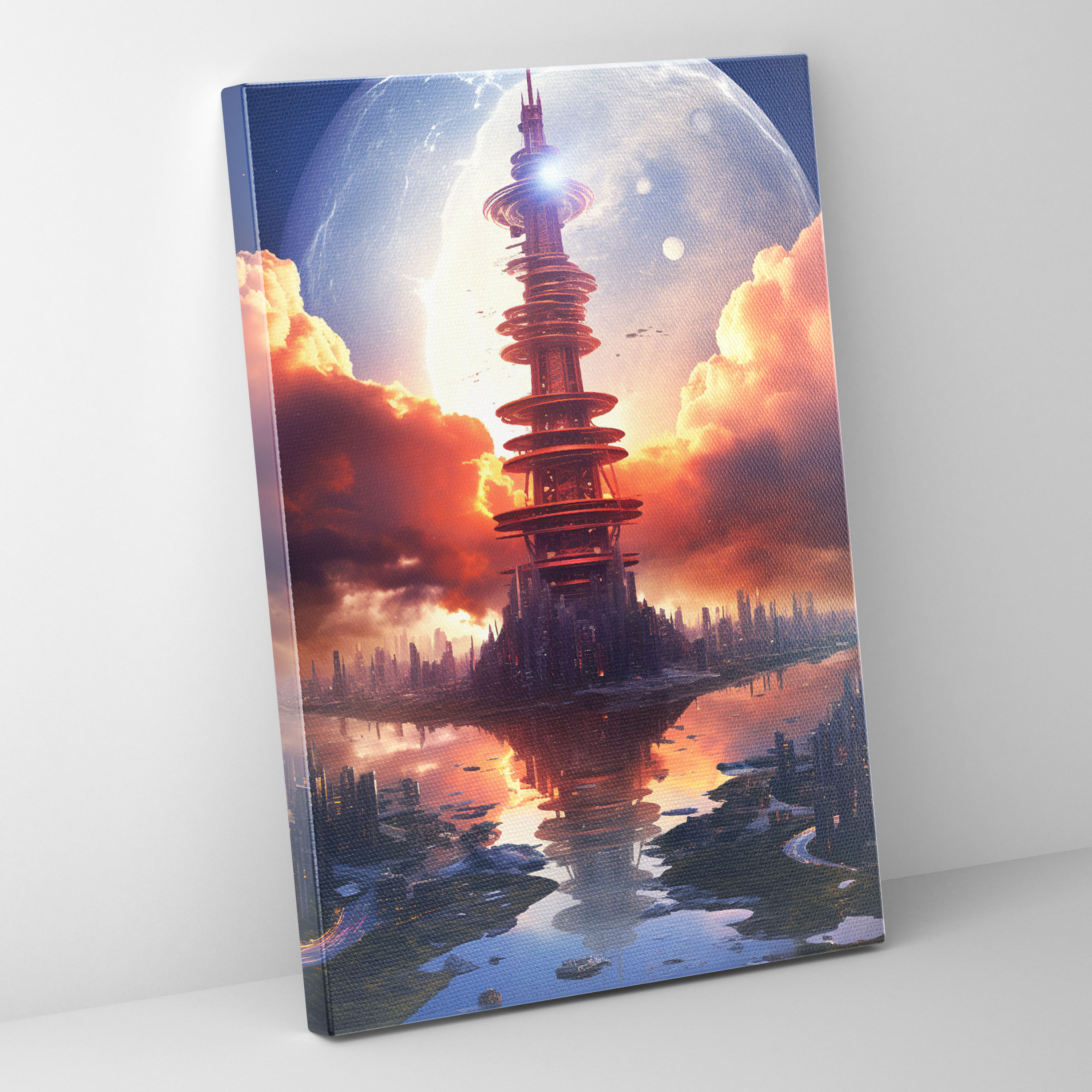 Futuristic Lighthouse Canvas Print - Lighthouse, Canvas Wall Art, Lighthouse, Digital Art