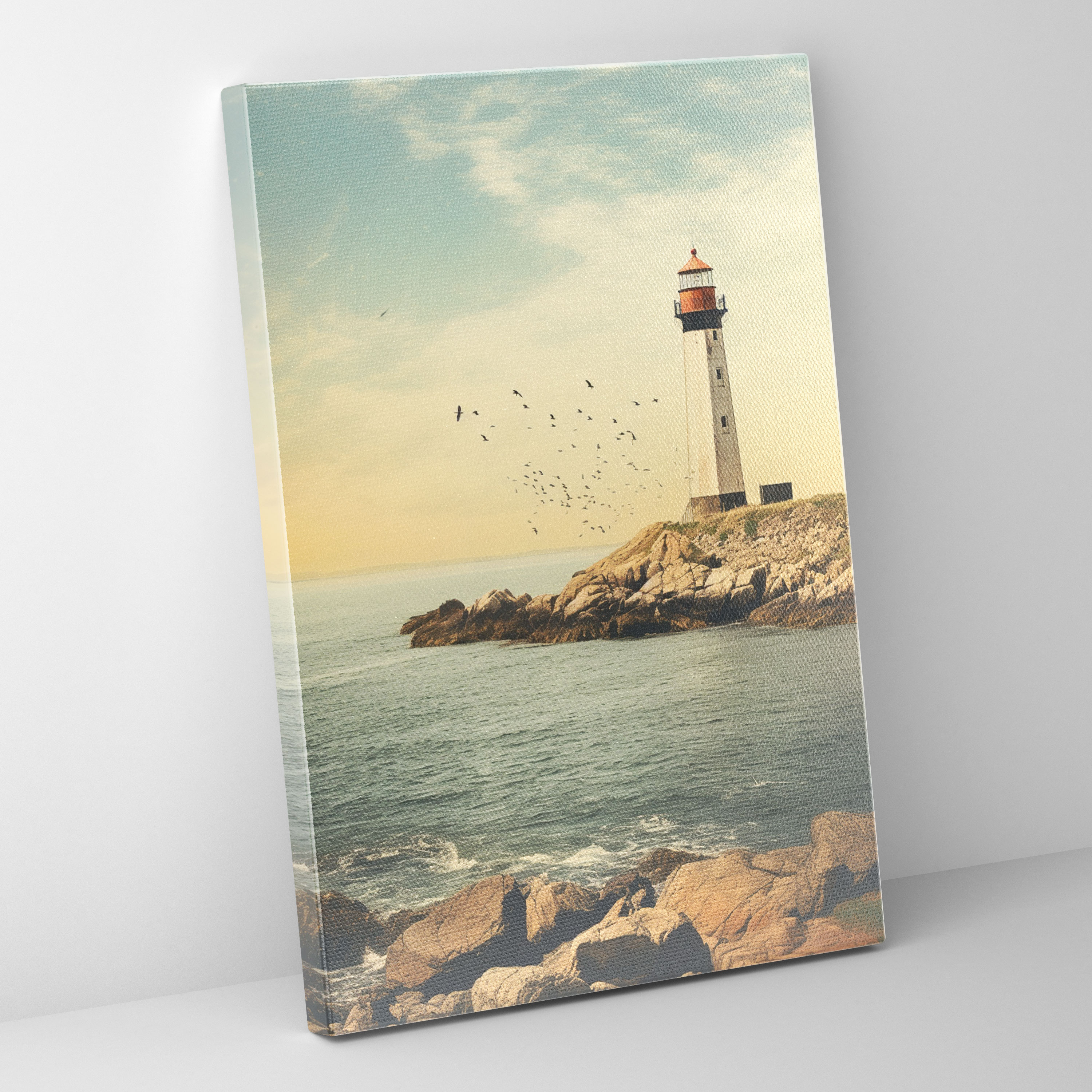 Vintage Lighthouse Canvas Print - Lighthouse, Coastal Photograph, Canvas Wall Art, Canvas