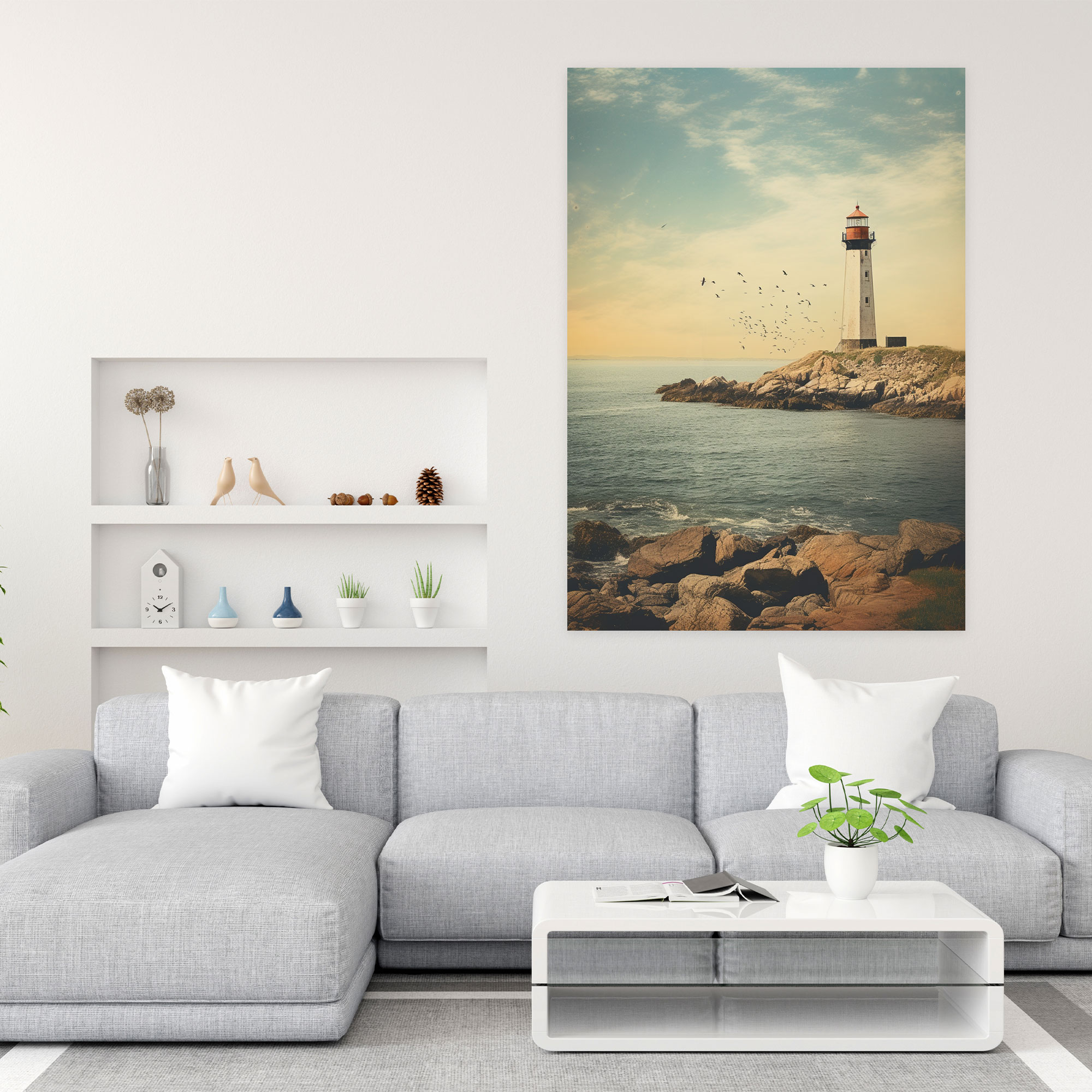 Vintage Lighthouse Canvas Print - Lighthouse, Coastal Photograph, Canvas Wall Art, Canvas