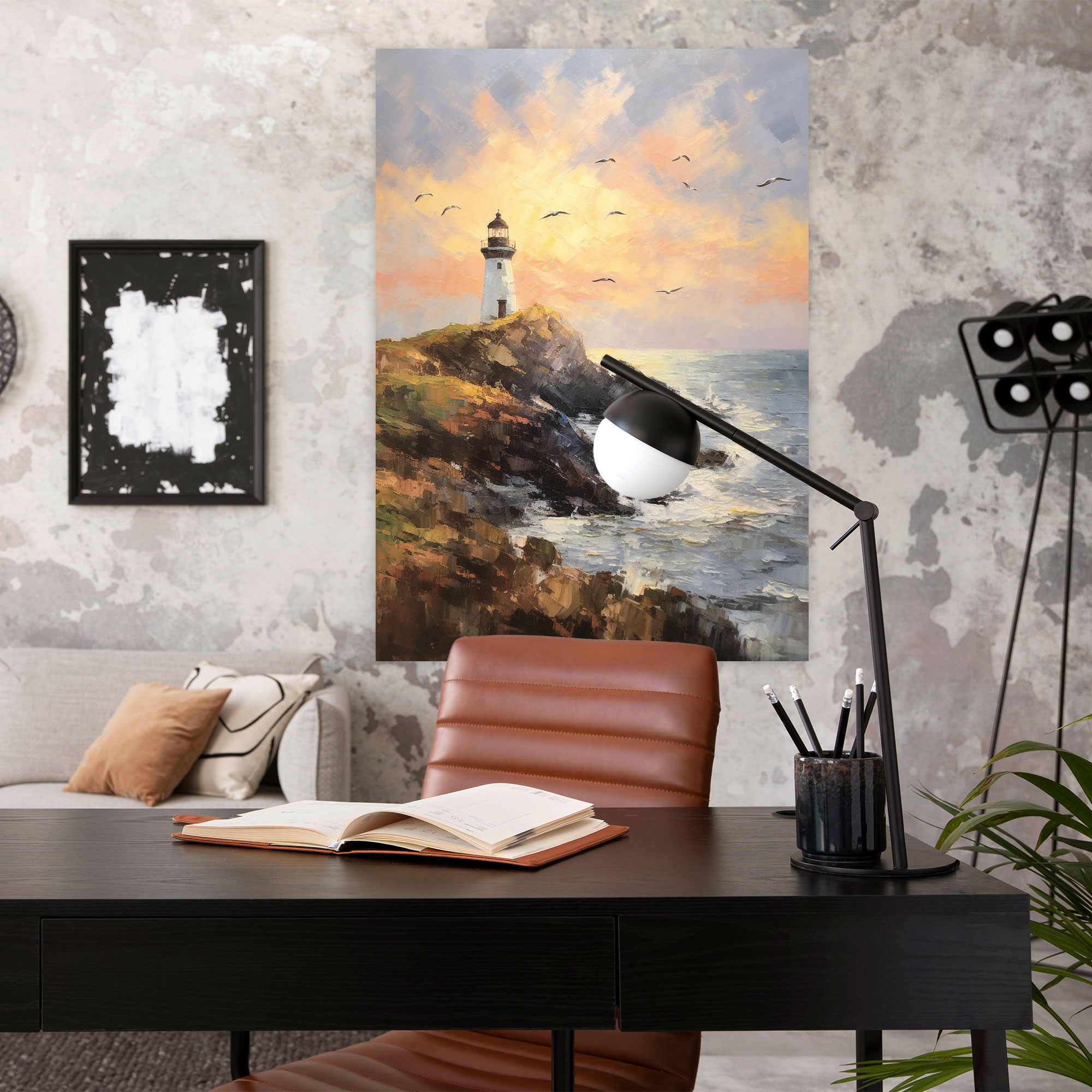 Charming Lighthouse Canvas Print - Lighthouse, Canvas Wall Art, Seascape Painting, Impressionist