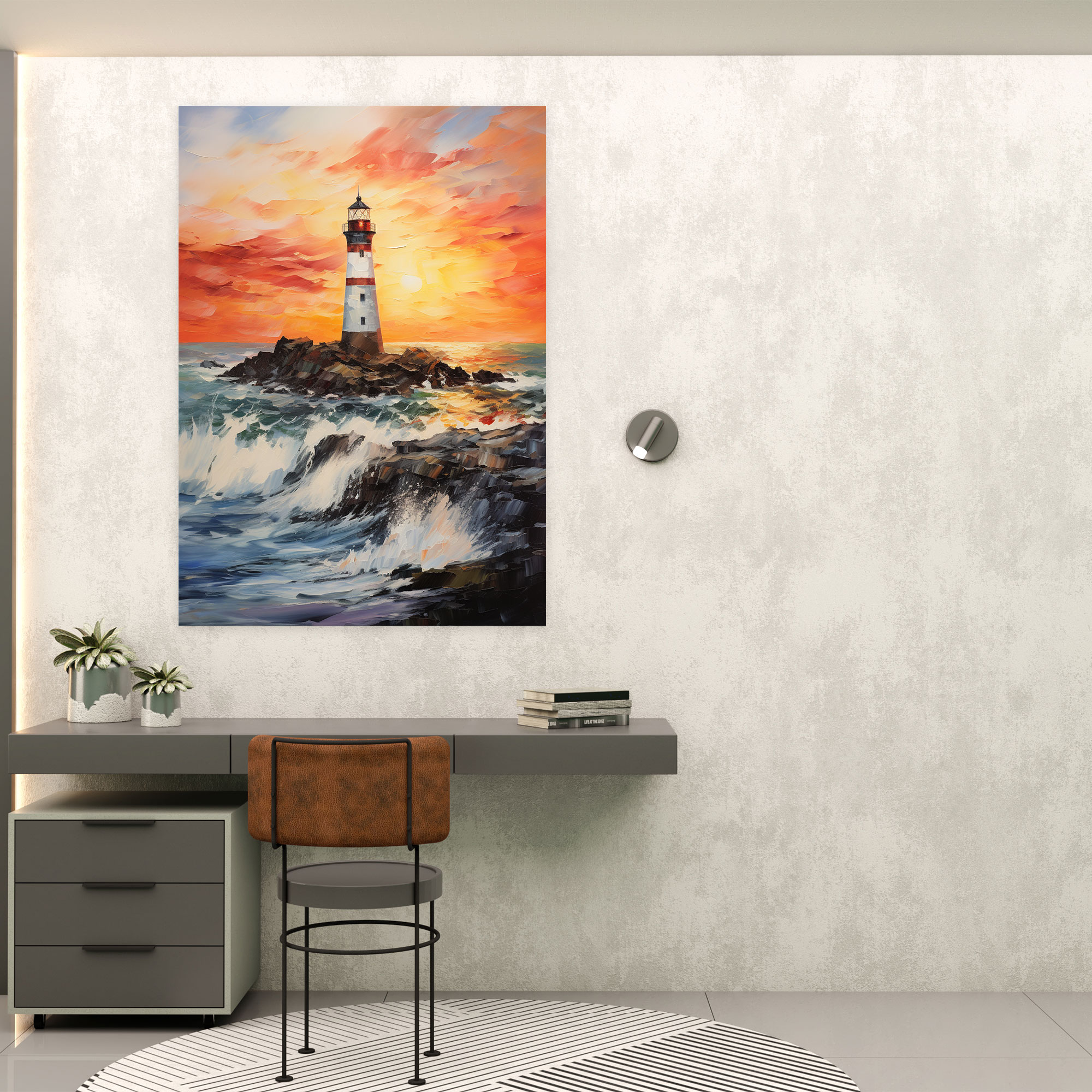 Impressionist Lighthouse Canvas Print - Lighthouse, Lighthouse, Rocky Coast, Home Decoration