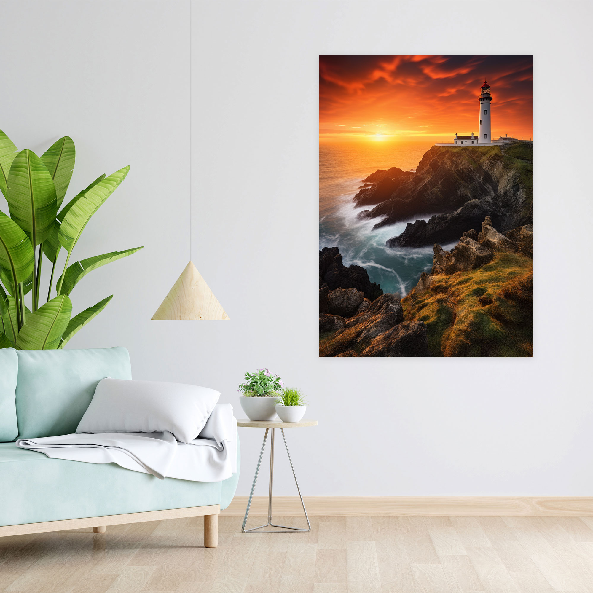 Panoramik Deniz Feneri Duvar Dekorasyonu - Deniz Feneri Panoramik Fotoğraf Duvar Sanatı Kanvas Tablo