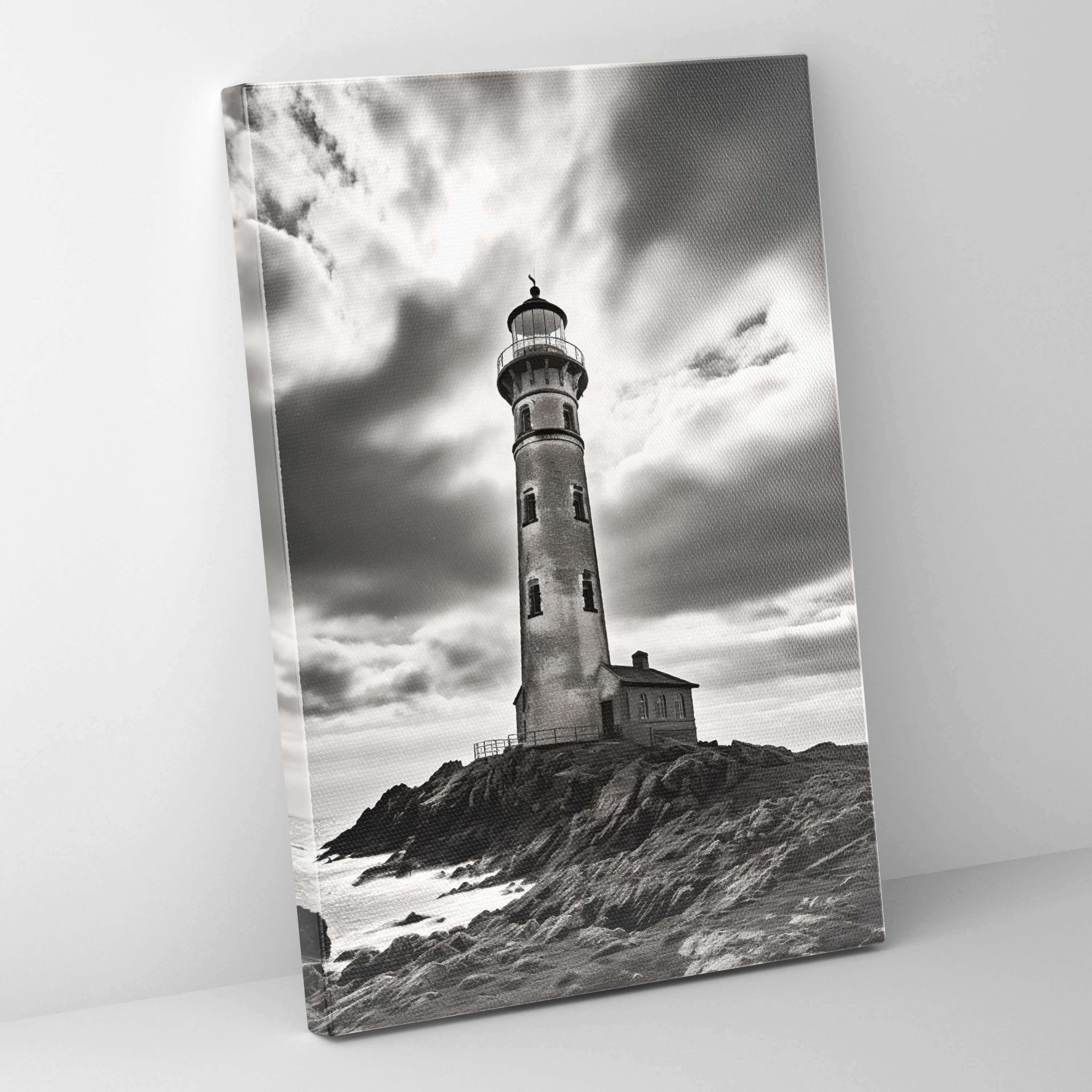 Classic Lighthouse Wall Art - Lighthouse, Wall Art, Classic Black And White Photograph, Canvas Print