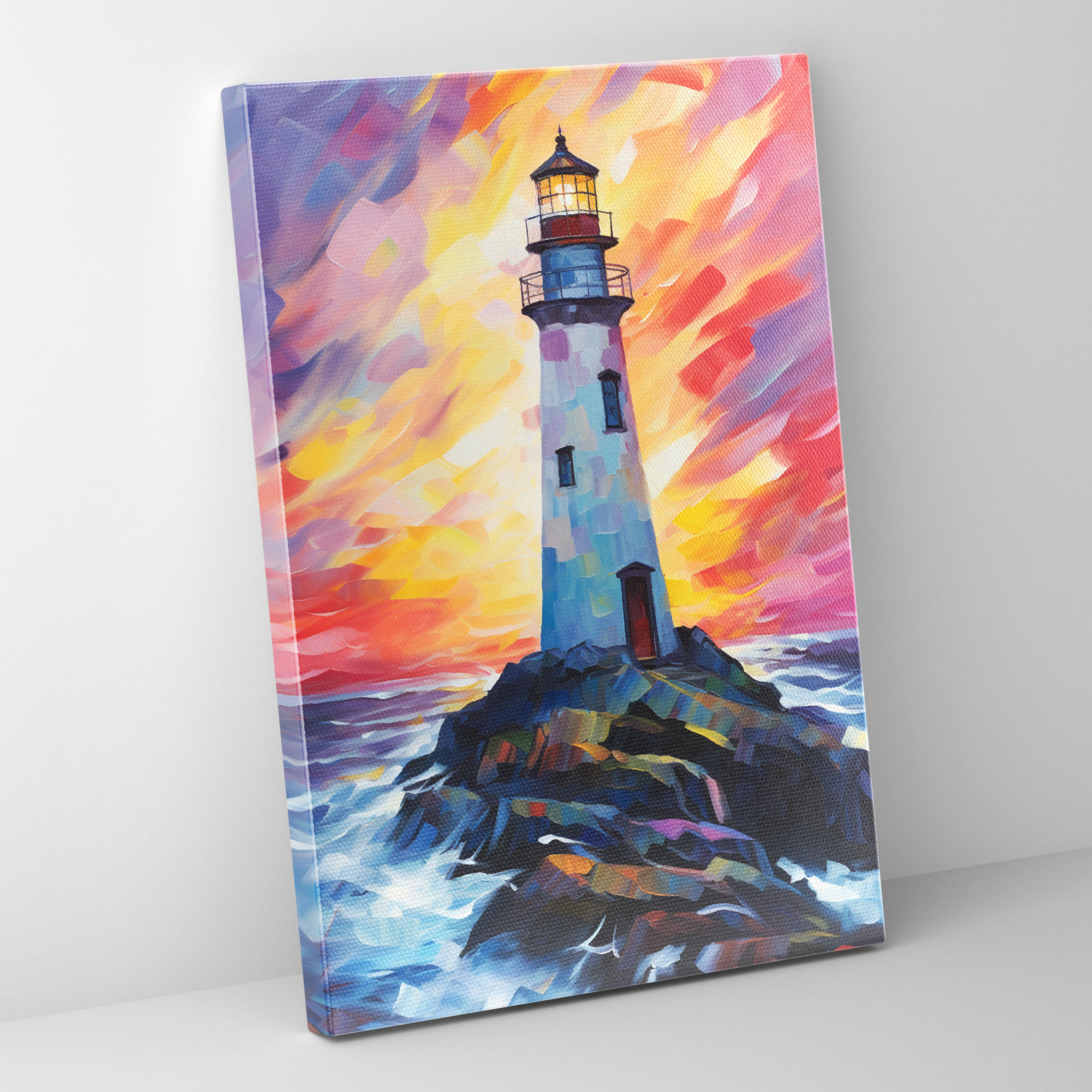 Lighthouse Canvas Print - Lighthouse, Canvas, Abstract Painting, Wall Decoration