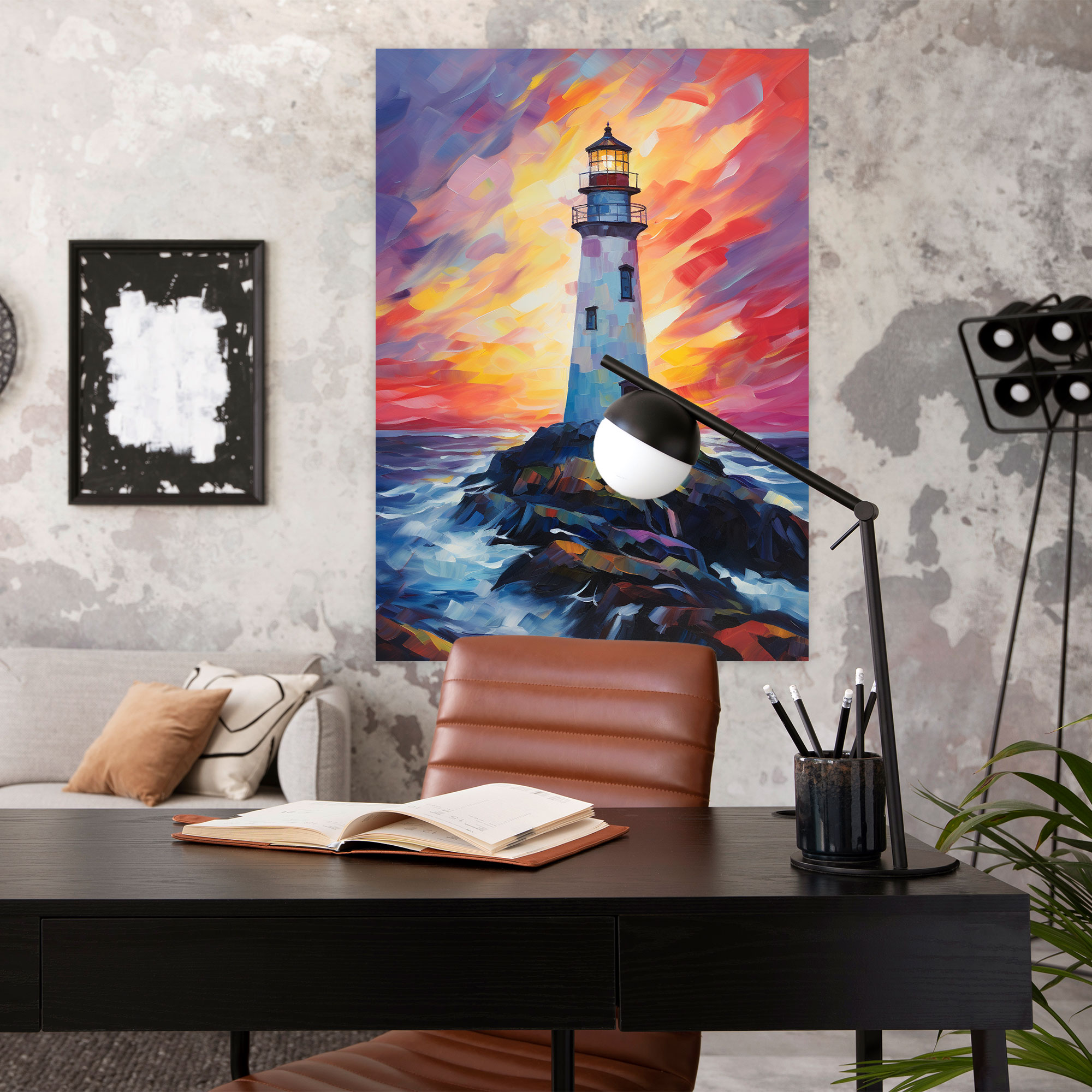 Lighthouse Canvas Print - Lighthouse, Canvas, Abstract Painting, Wall Decoration