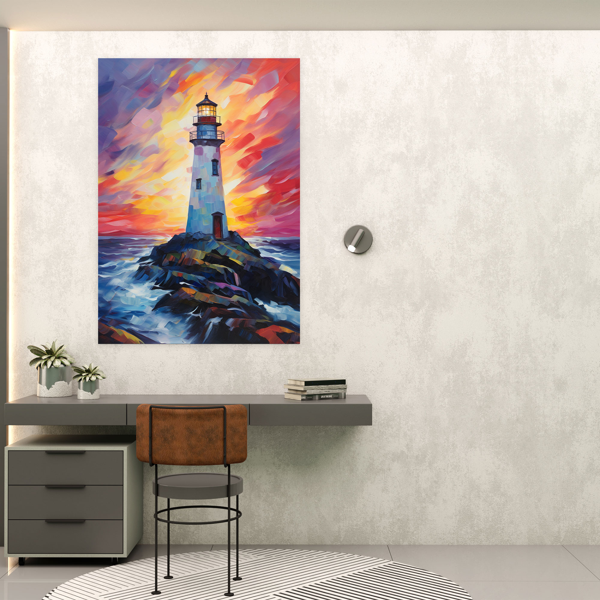 Lighthouse Canvas Print - Lighthouse, Canvas, Abstract Painting, Wall Decoration
