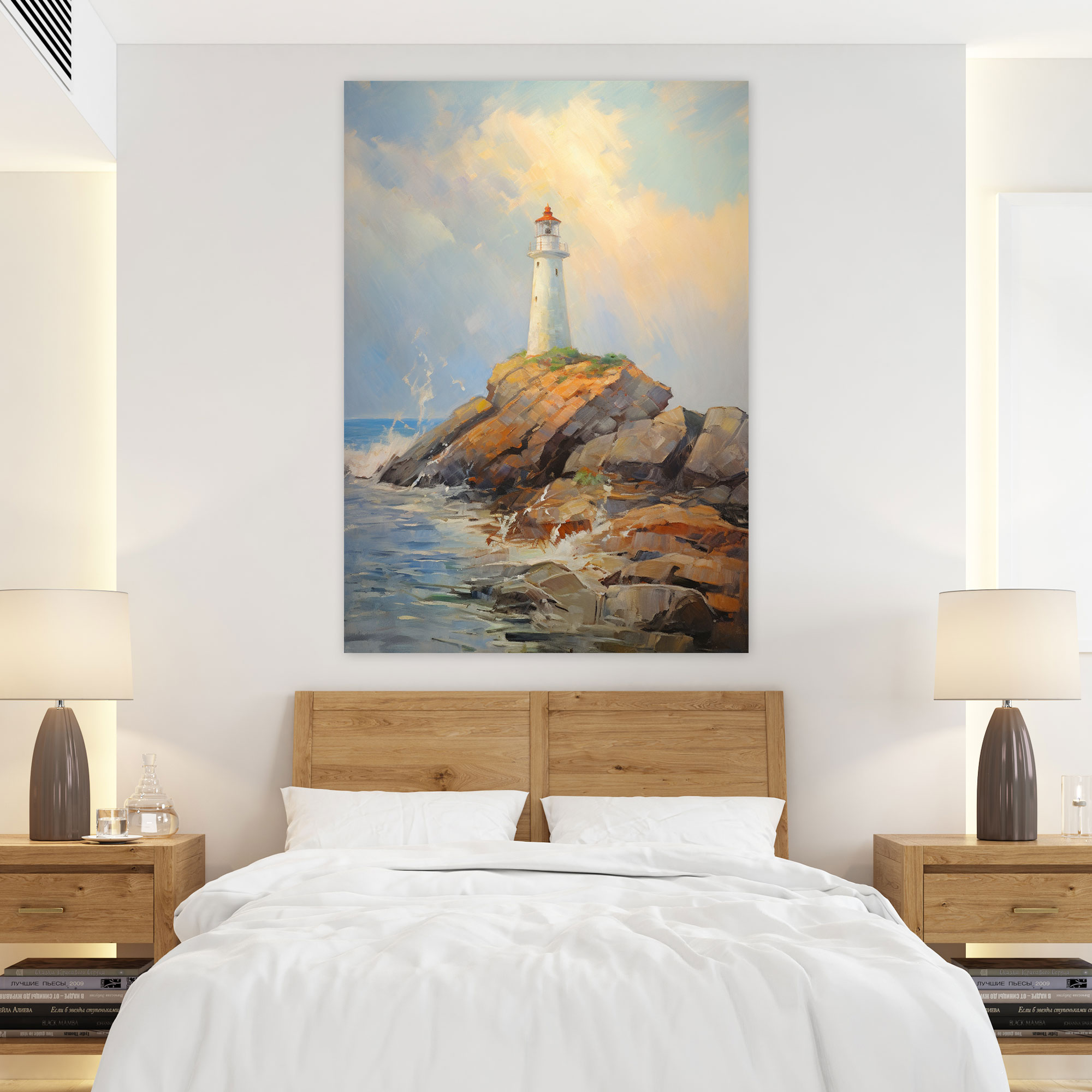 Lighthouse Canvas Print - Lighthouse, Impressionist Landscape Painting, Wall Art, Canvas