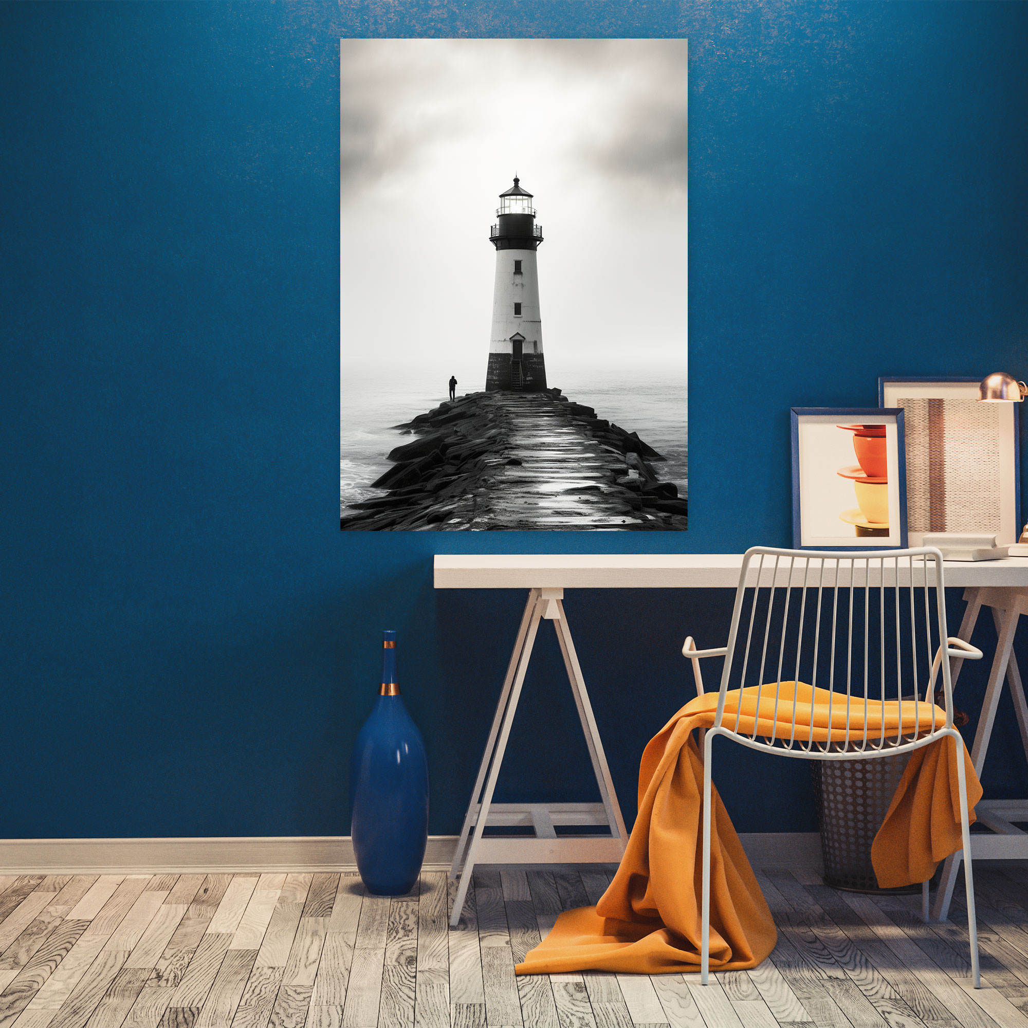 Deniz Feneri Duvar Sanatı - Minimalist Tasarım Ev Dekorasyonu için Deniz Feneri Duvar Sanatı