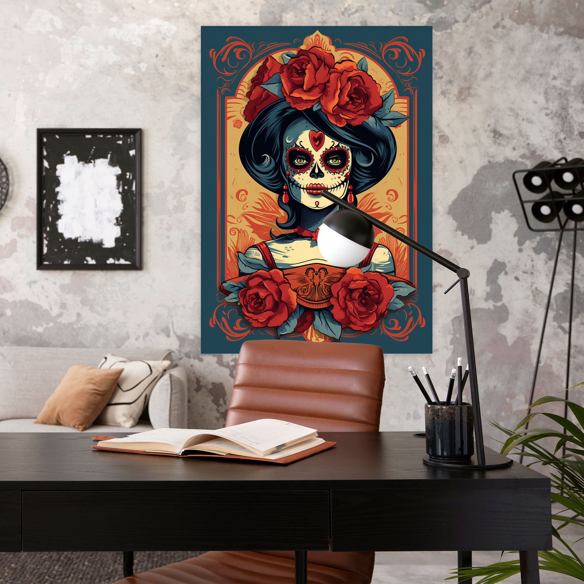 Los Muertos Retro Catrina Wall Art - Los Muertos, Canvas Wall Art, Retro Poster, Canvas Print