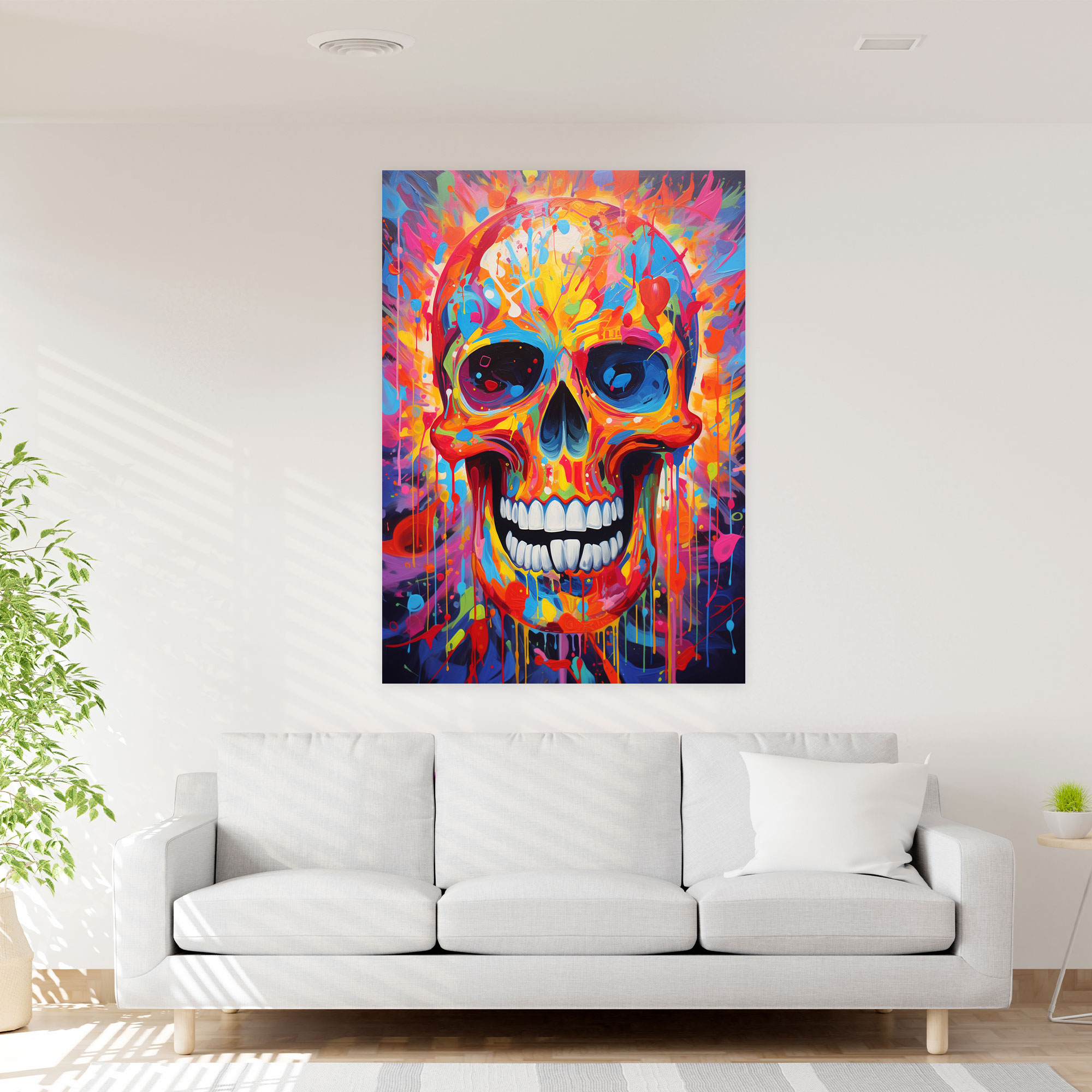 Los Muertos Energy Skull Canvas Print - Los Muertos, Canvas Wall Art, Skull Shape, Wall Decoration