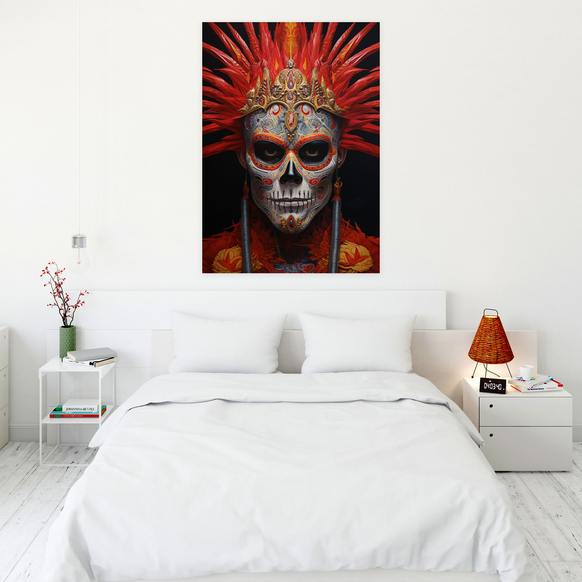 Los Muertos Calavera Portrait Canvas Print - Los Muertos, Canvas, Traditional Mexican Calavera, Wall Decoration