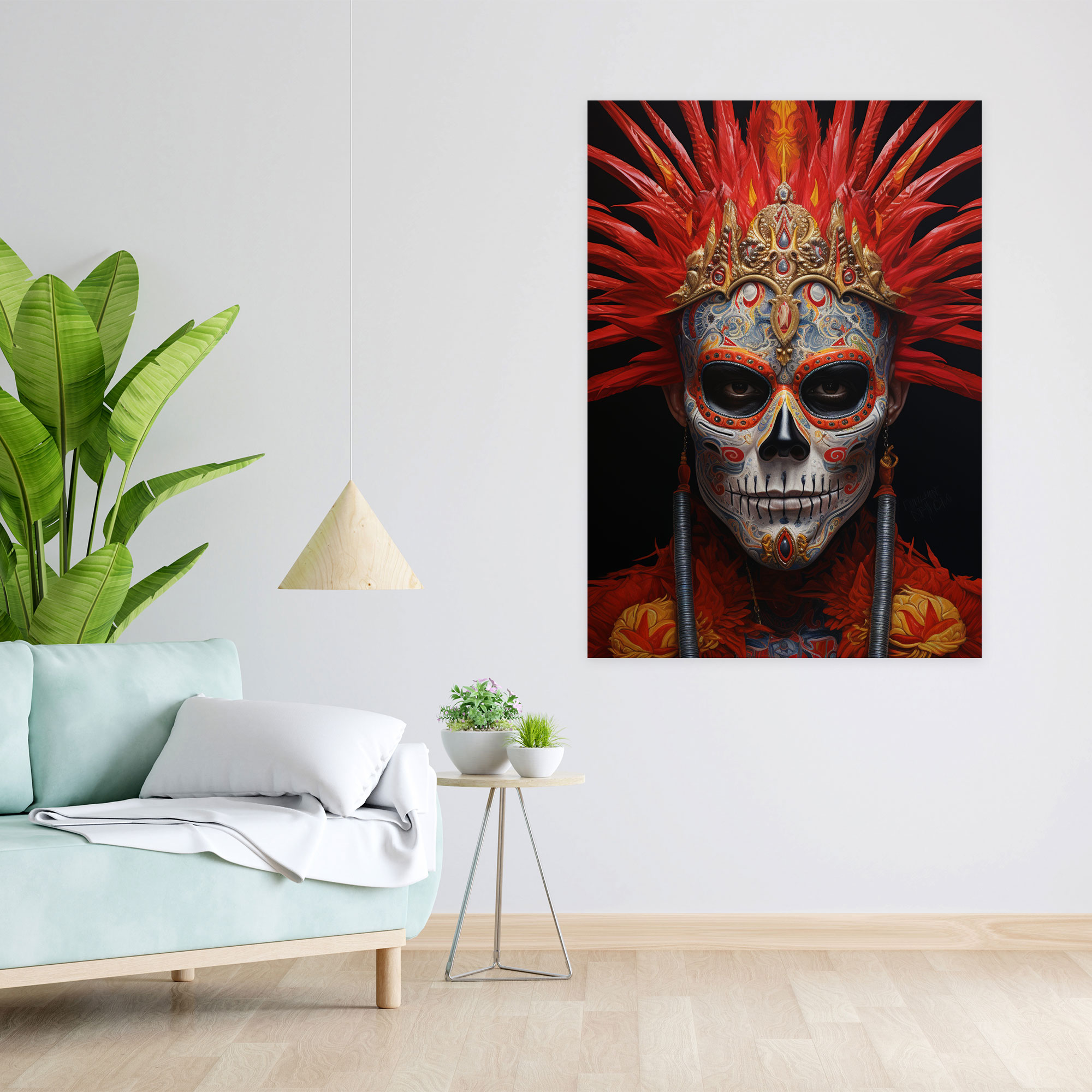 Los Muertos Calavera Portrait Canvas Print - Los Muertos, Canvas, Traditional Mexican Calavera, Wall Decoration