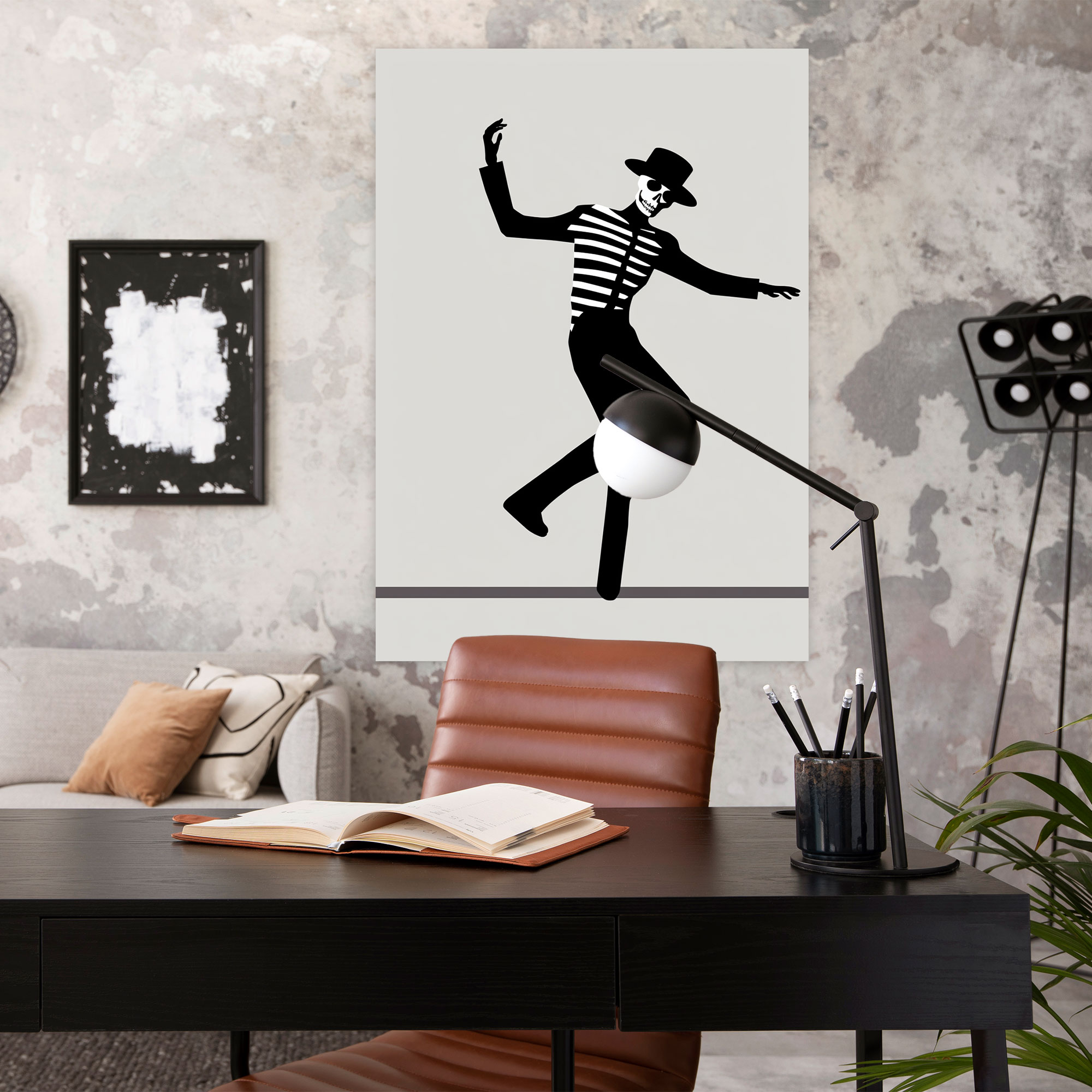 Los Muertos Dancing Skeleton Wall Art - Los Muertos, Elegance, Wall Decoration, Canvas