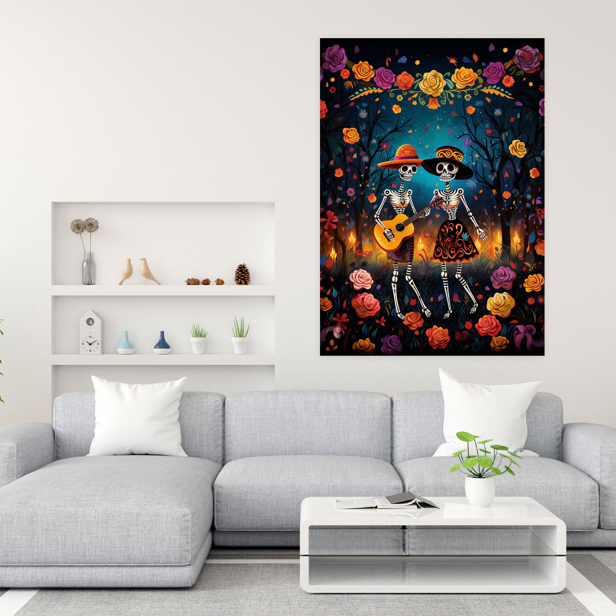 Los Muertos Whimsical Wall Art - Los Muertos, Digital Illustration, Canvas Wall Art, Whimsical World