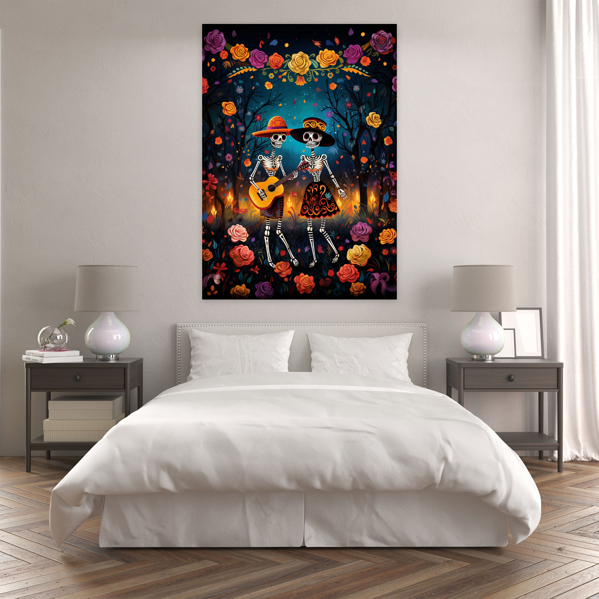 Los Muertos Whimsical Wall Art - Los Muertos, Digital Illustration, Canvas Wall Art, Whimsical World