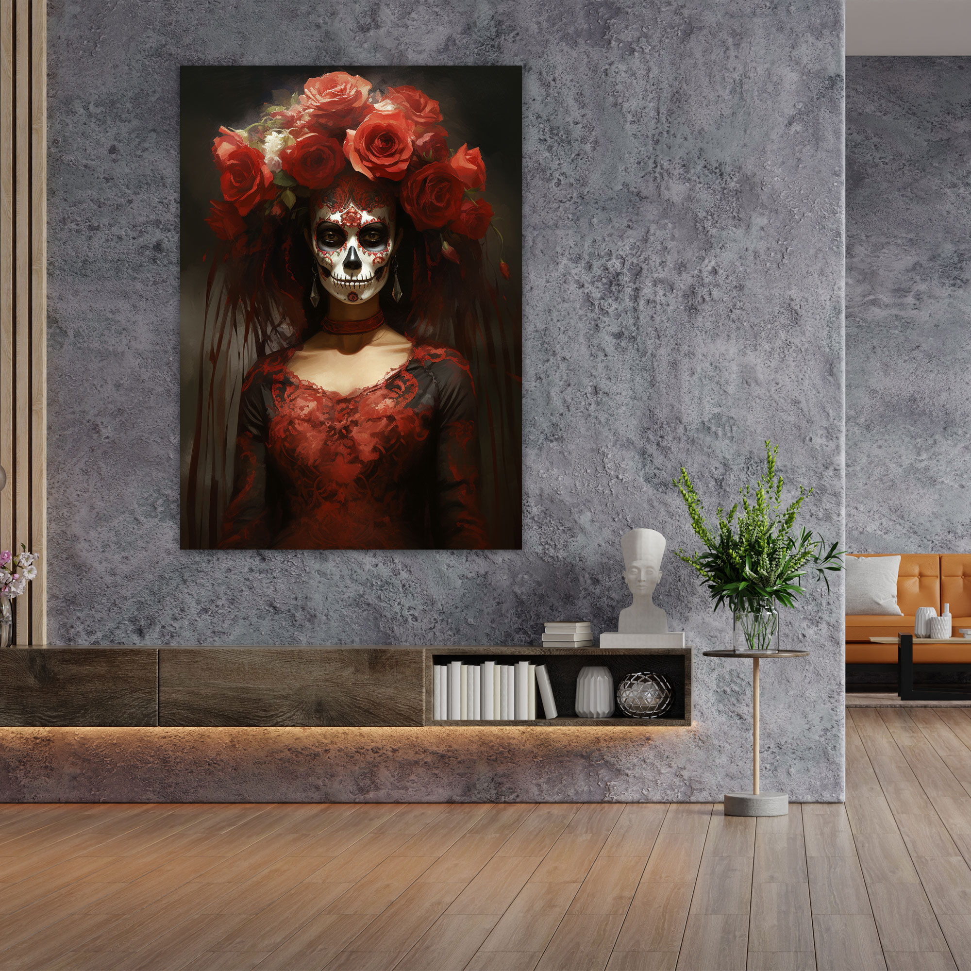 La Calavera Catrina Canvas Print - Los Muertos, Canvas Wall Art, Home Decoration, Canvas